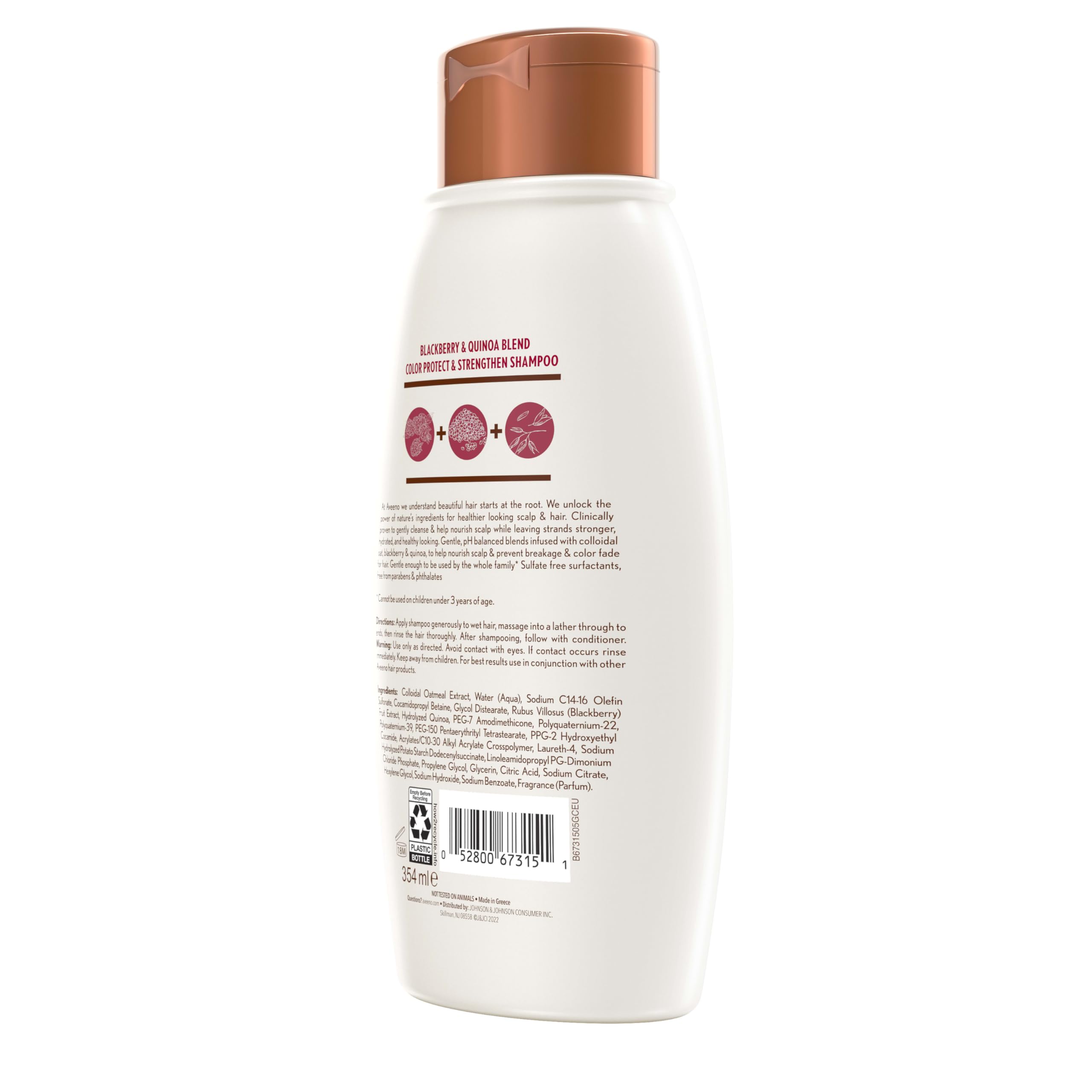 Aveeno fórmula suave para el cuidado diario del cabello.