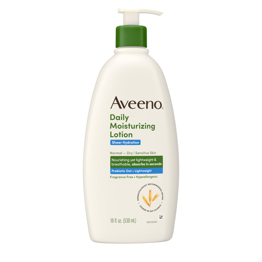 Aveeno daily routine setup features sheer hydration for softer skin.