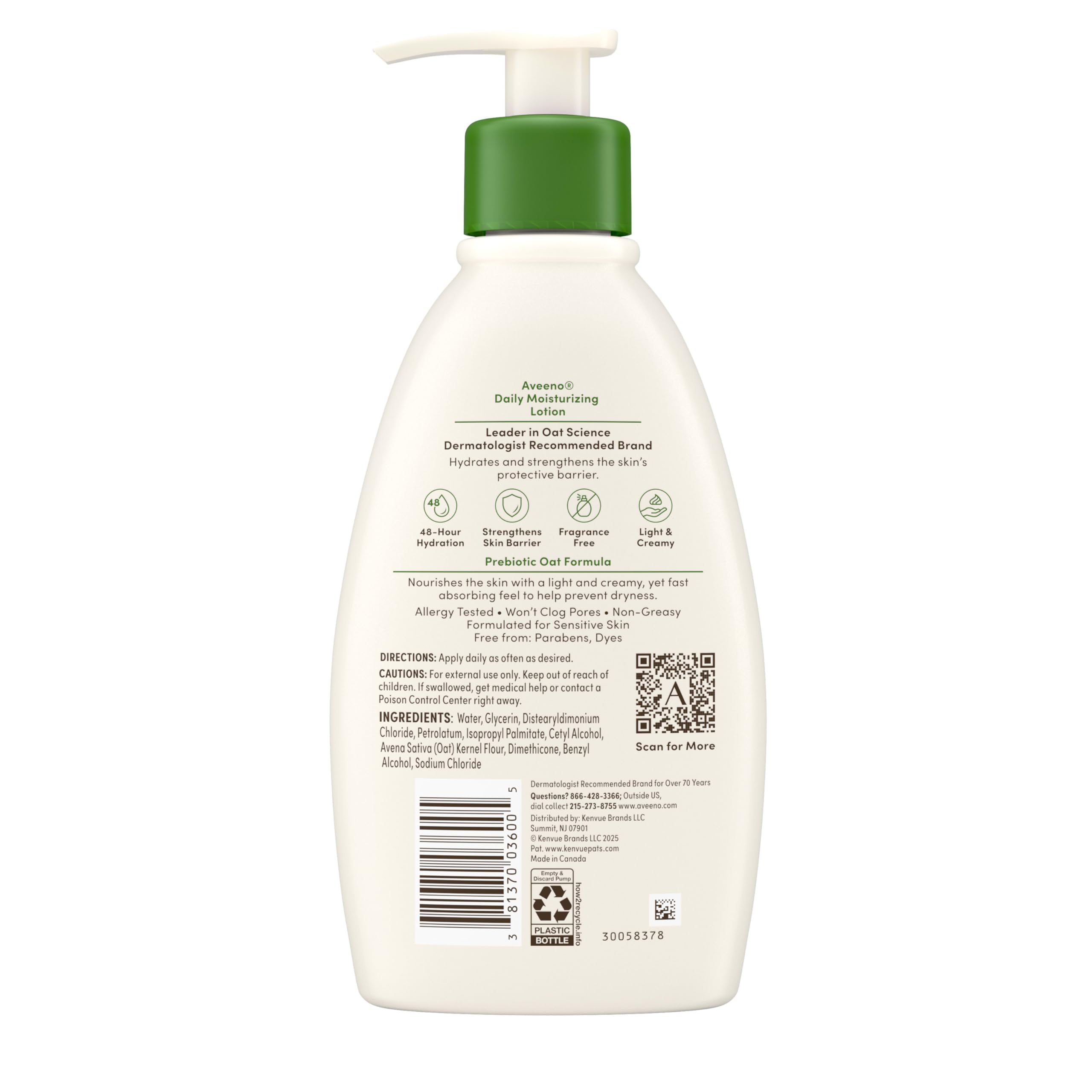 Dermatólogos recomiendan Aveeno, fórmula suave y no grasa.