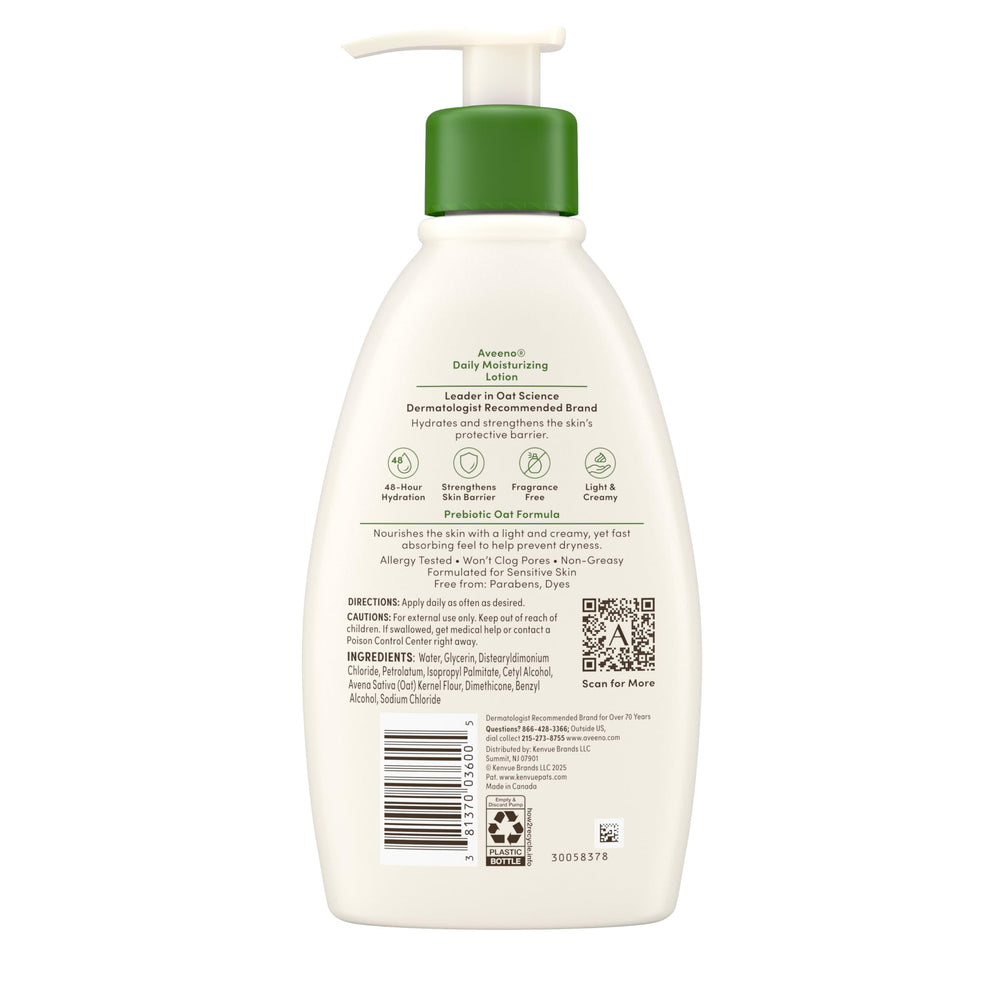 Dermatólogos recomiendan Aveeno, fórmula suave y no grasa.
