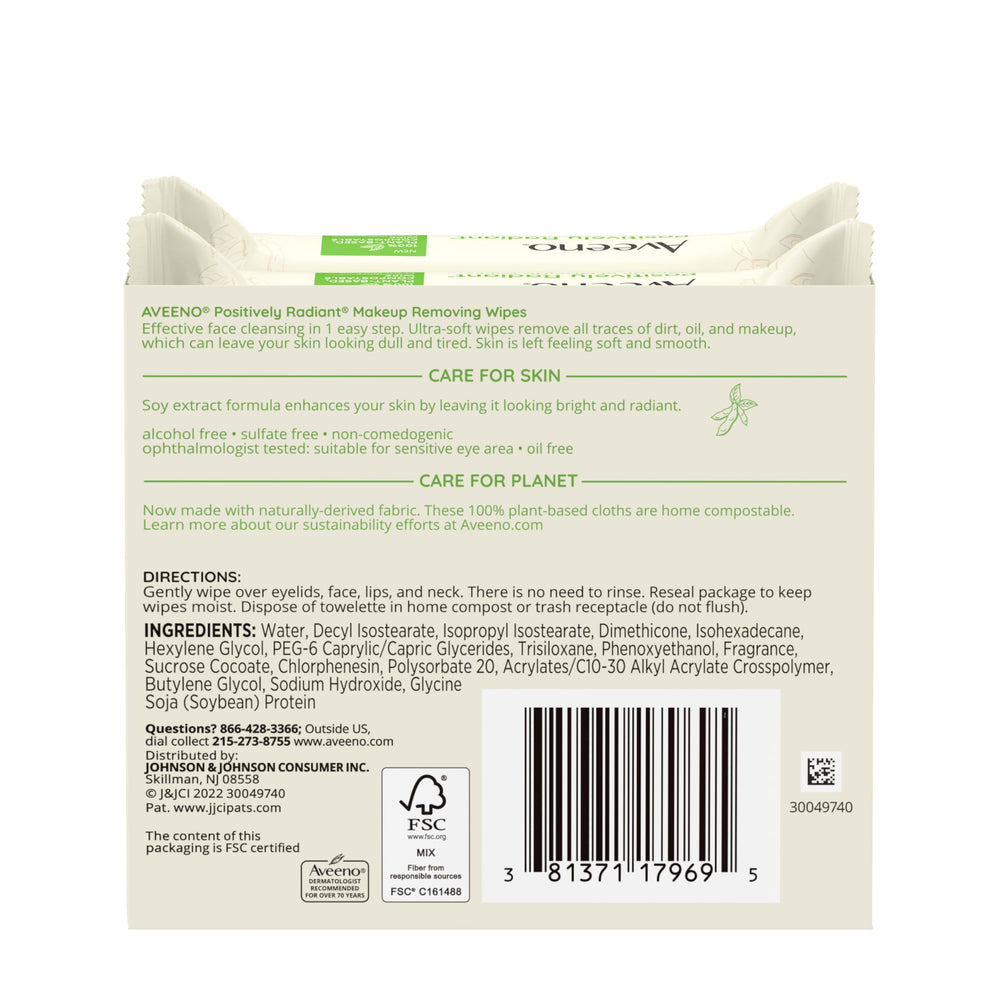 Aveeno doble paquete 25 unidades, práctico para toda la rutina.