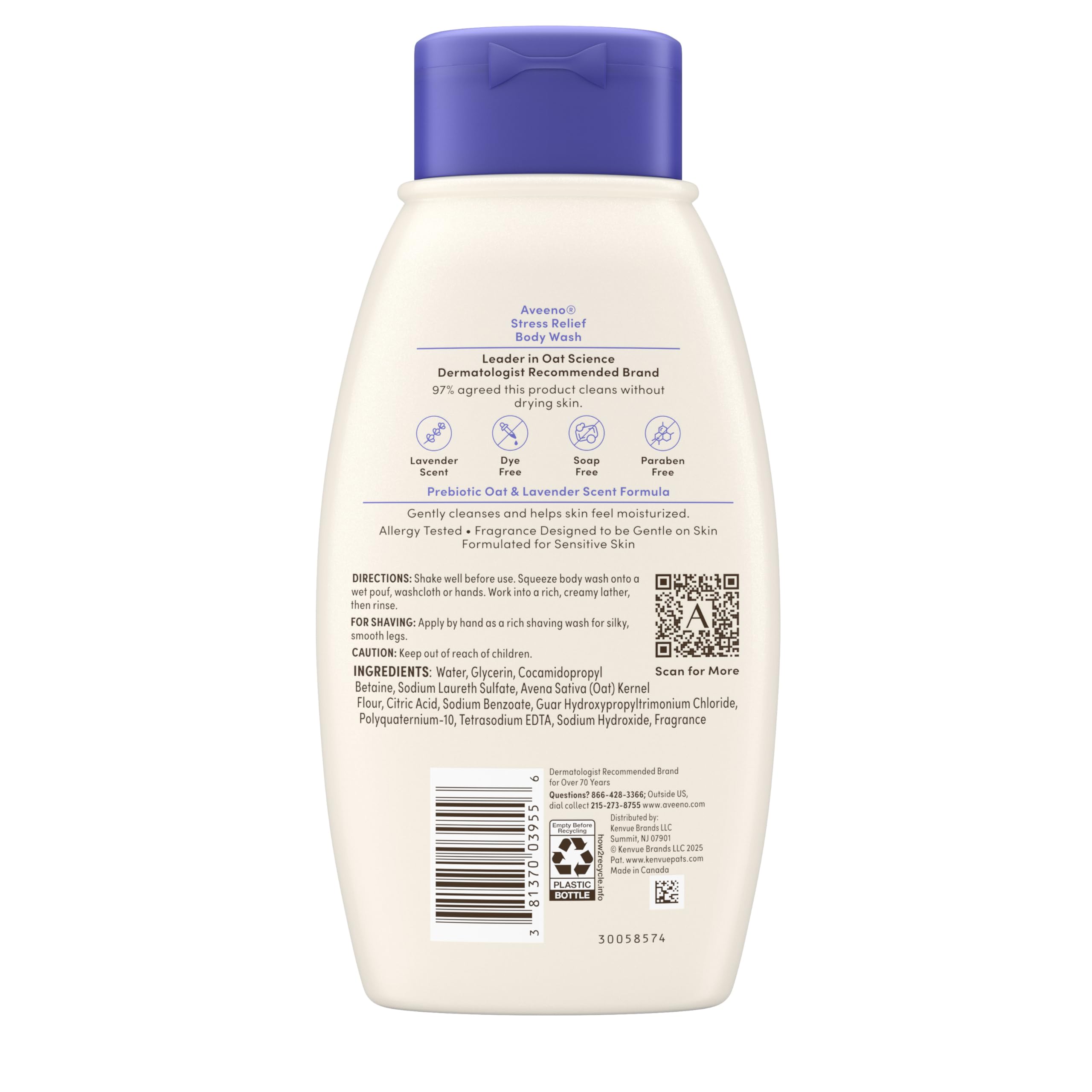 Aveeno ducha diaria para piel sensible, limpieza suave y calma potencial