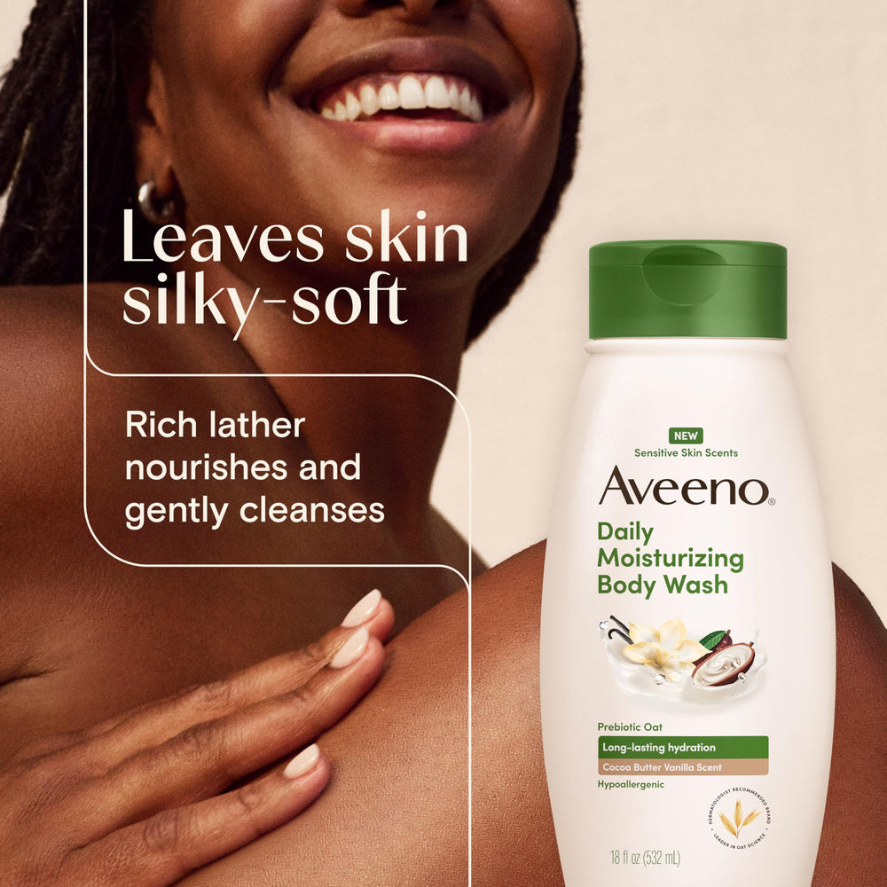 Dúo recomendado Aveeno: gel de ducha y loción para hidratación extra.