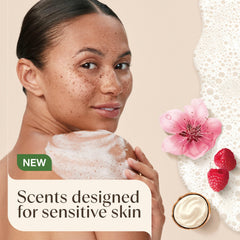 Aveeno espuma densa, textura cremosa, experiencia suave y reconfortante.