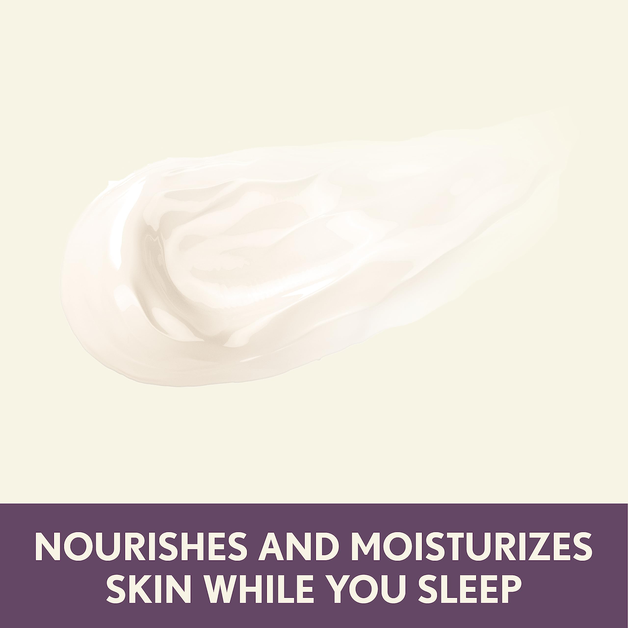 Aveeno Absolutely Ageless night cream applied to face and neck for overnight care.