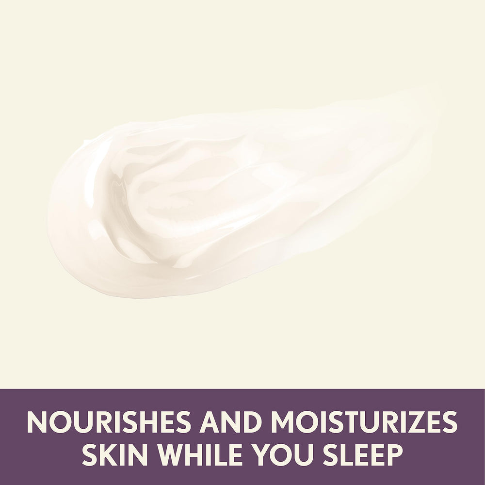Aveeno Absolutely Ageless night cream applied to face and neck for overnight care.