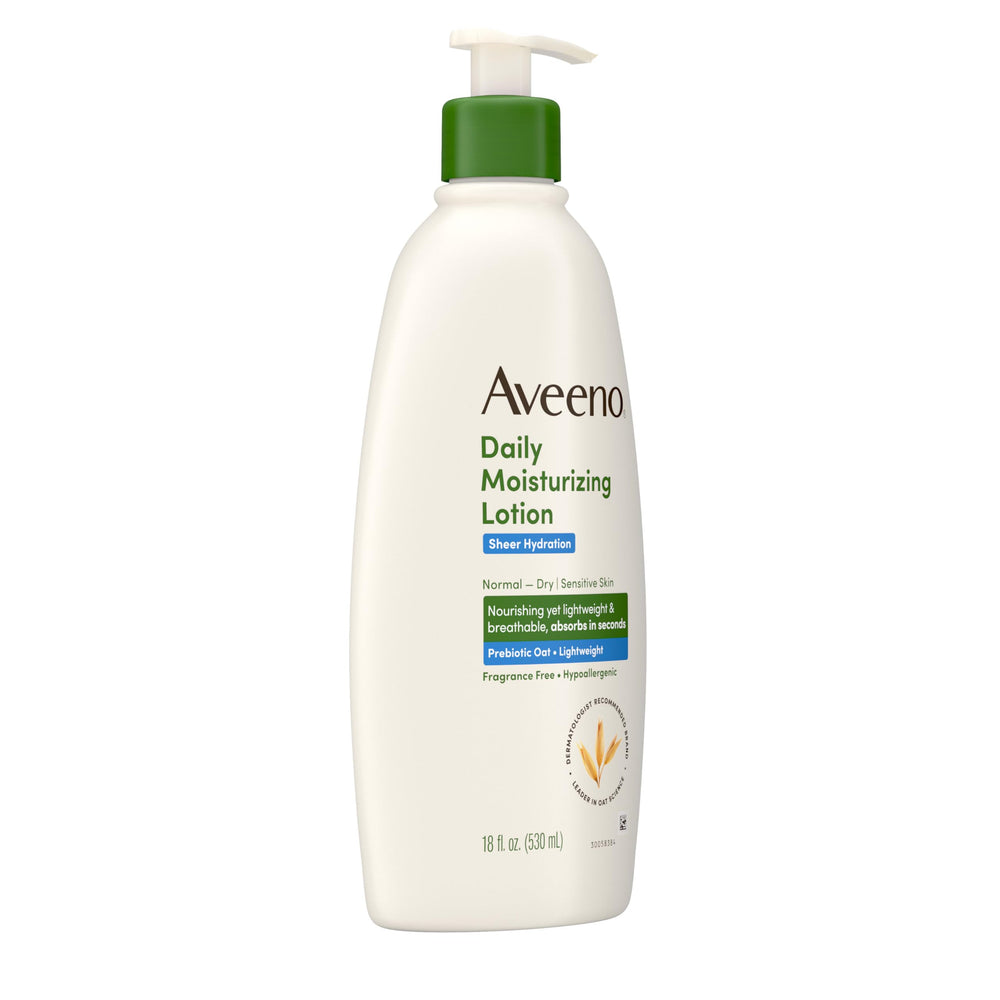 Aveeno lotion swirl demonstrates fast absorption and lightweight feel.