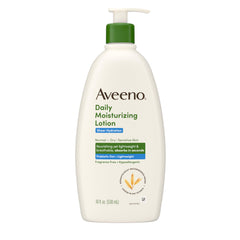 Fragrance-free label on Aveeno bottle highlights sensitive-skin friendly formula.
