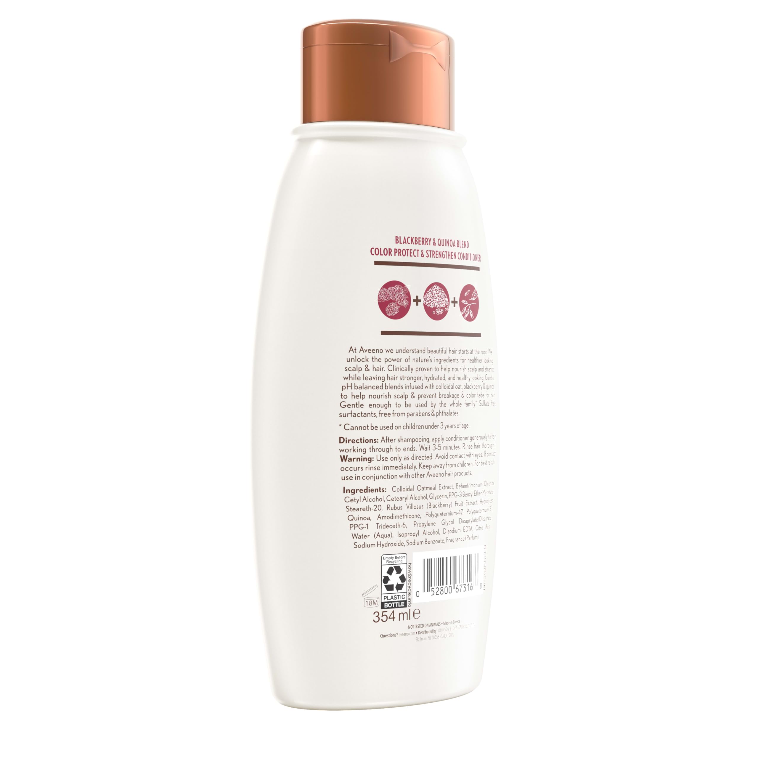 Aveeno Frambuesa Quinoa, brillo natural y cabello más manejable.