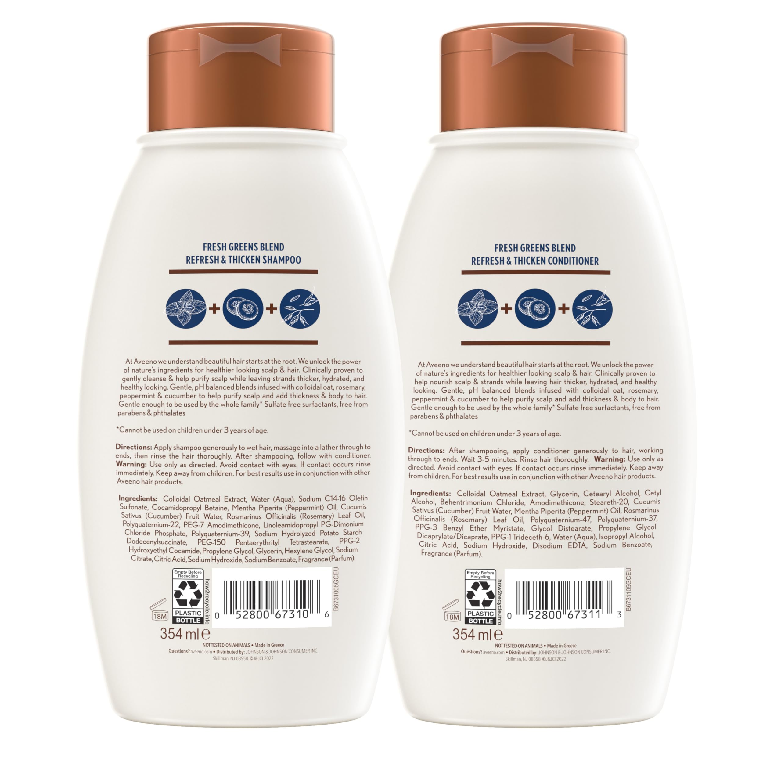 Aveeno Fresh Greens acondicionador-volumen: cabello más lleno sin peso.