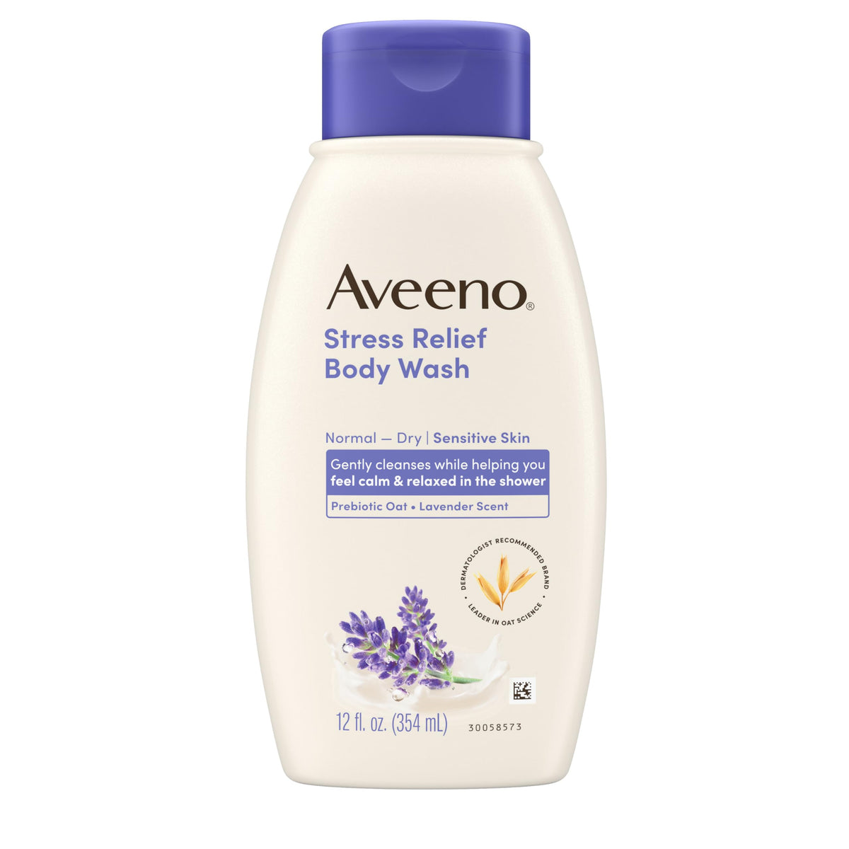 Aveeno gel ducha relajante con botella, limpieza suave y calma en la ducha para piel sensible