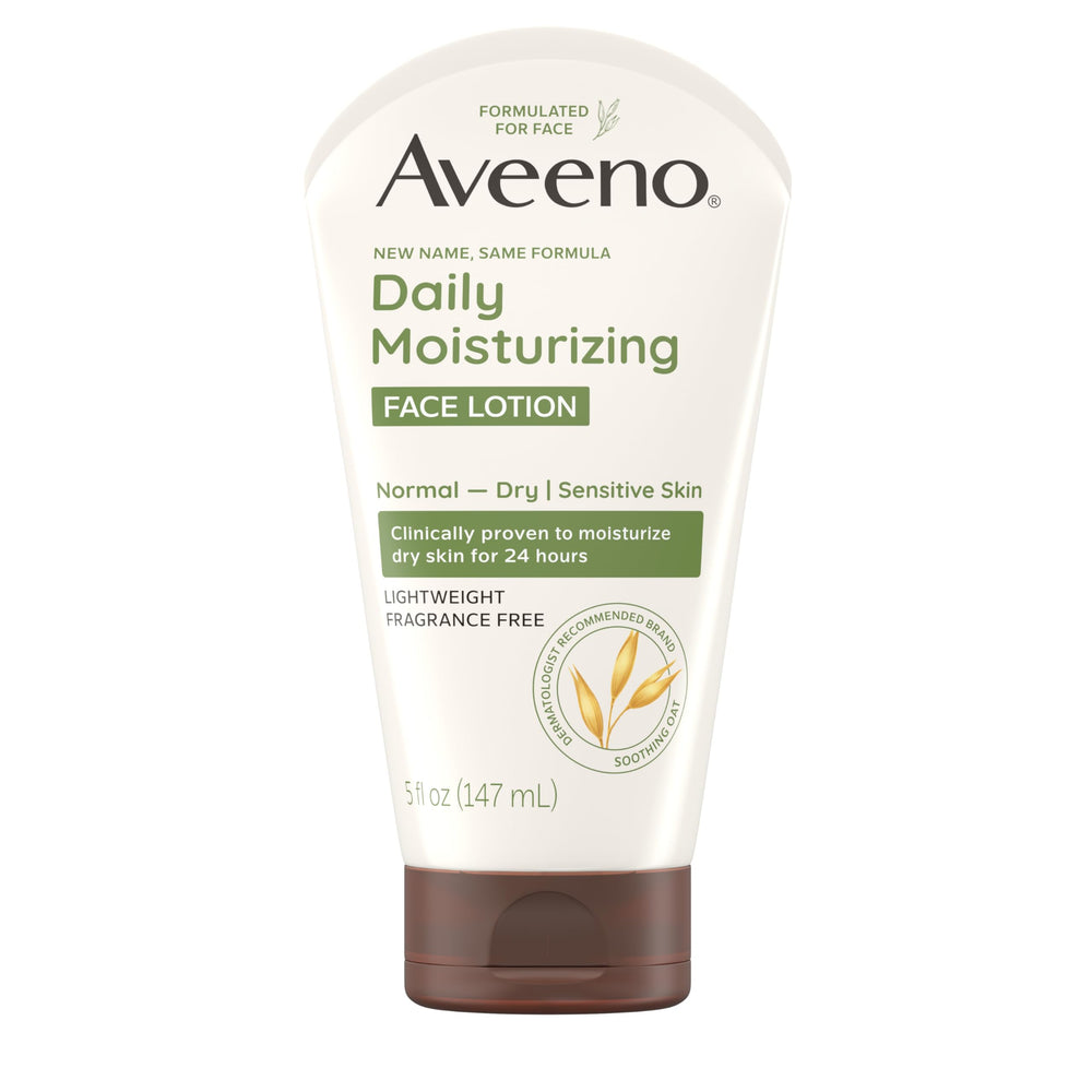 Frasco Aveeno Hidratante Diario para Rostro, hidratación duradera sin grasa.