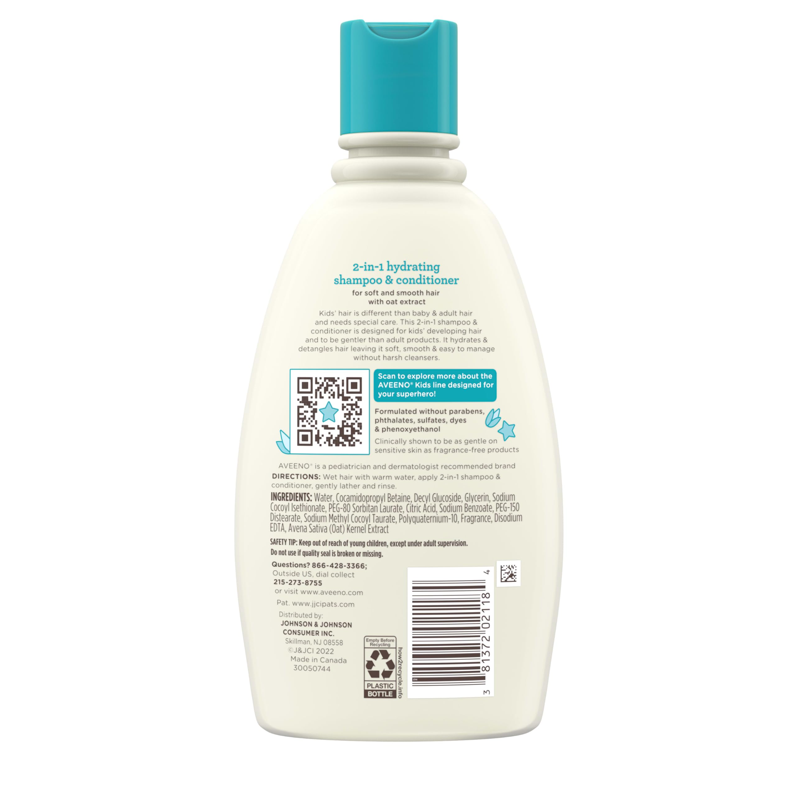 Aveeno Kids 2-en-1 fórmula hipoalergénica recomendada por pediatras