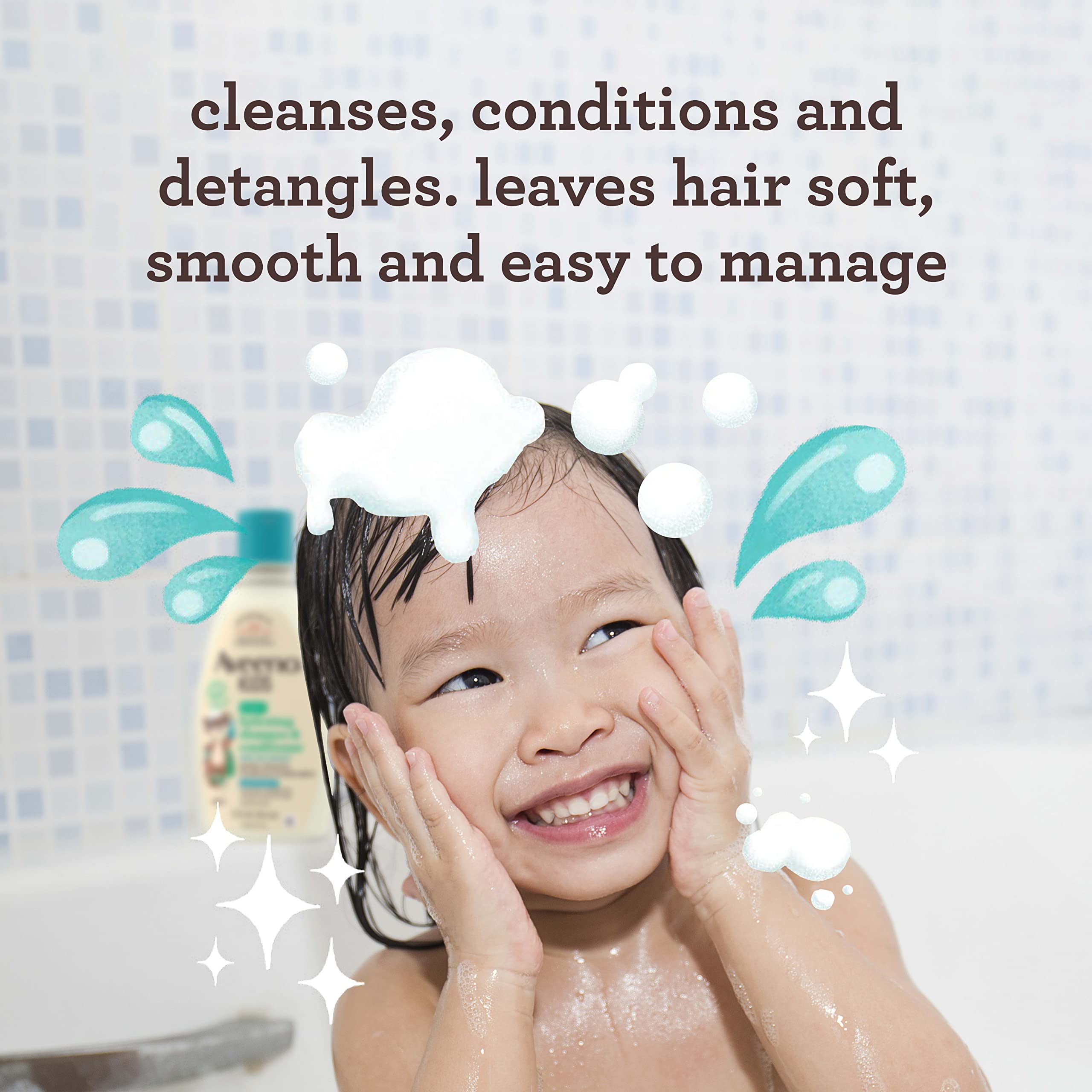 Aveeno Kids 2-in-1 label highlights oat extract for nourishment