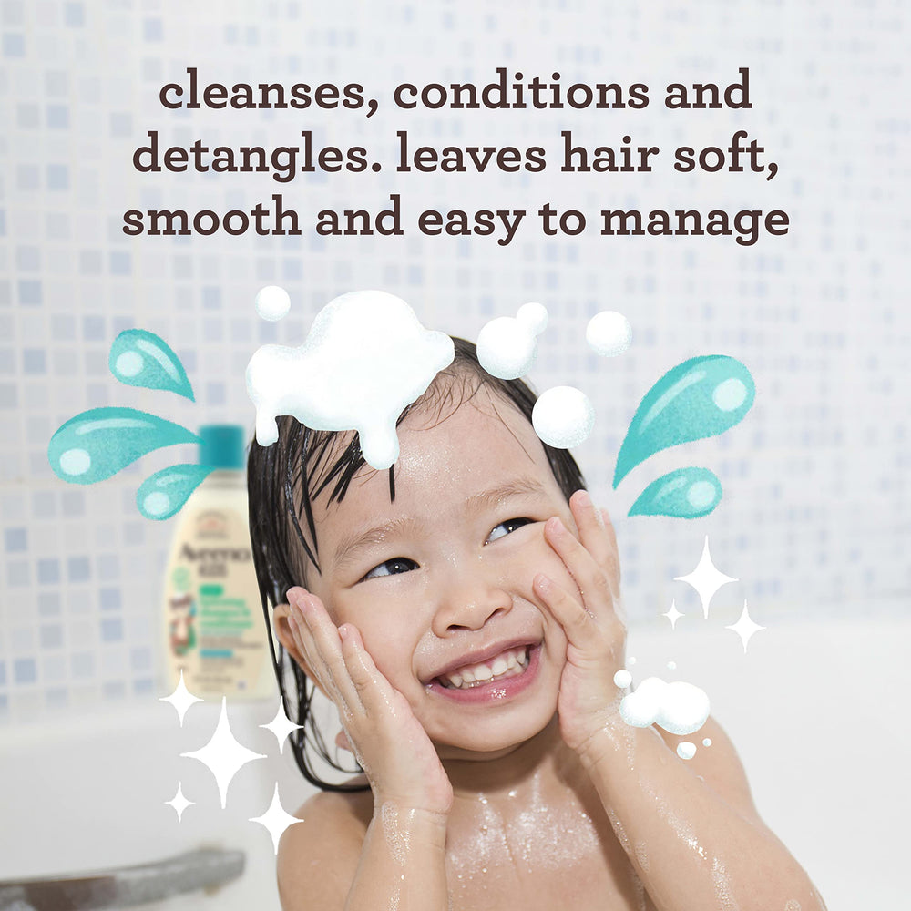 Aveeno Kids 2-in-1 label highlights oat extract for nourishment