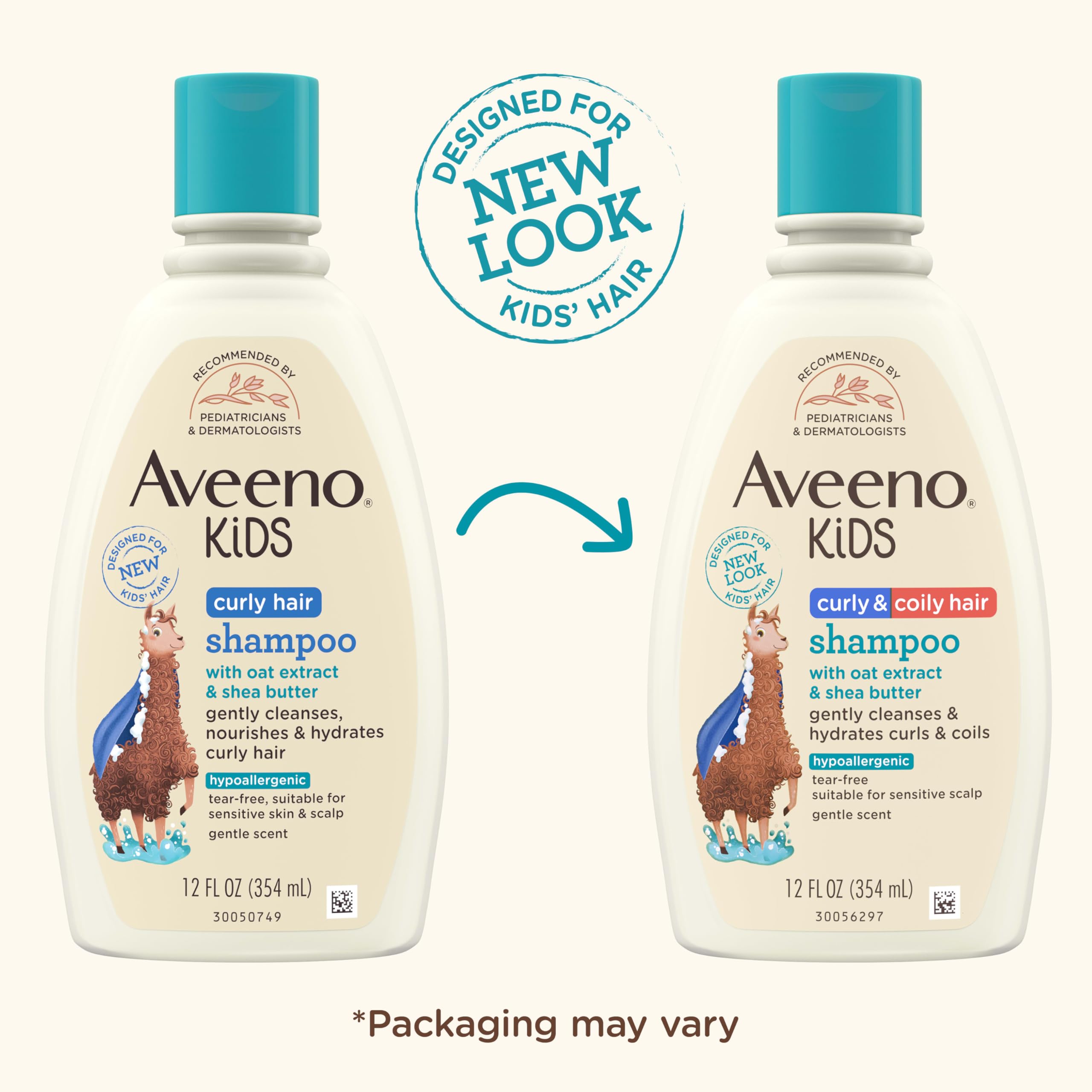 Aplicación del Aveeno Kids Curly & Coily Hair Shampoo, espuma ligera en cabello rizado.