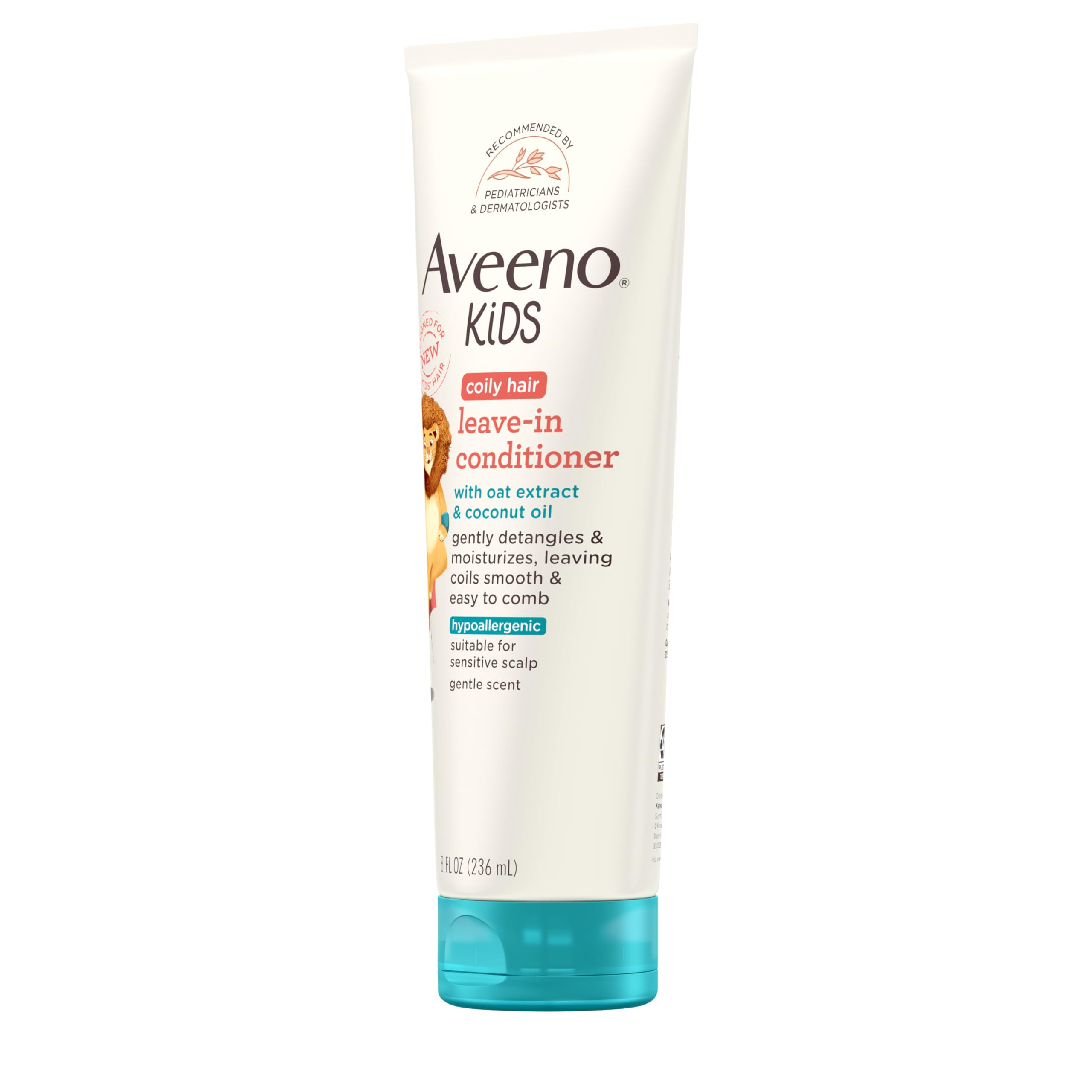 Etiqueta hipoalergénica de Aveeno Kids apta para cueros cabelludos sensibles