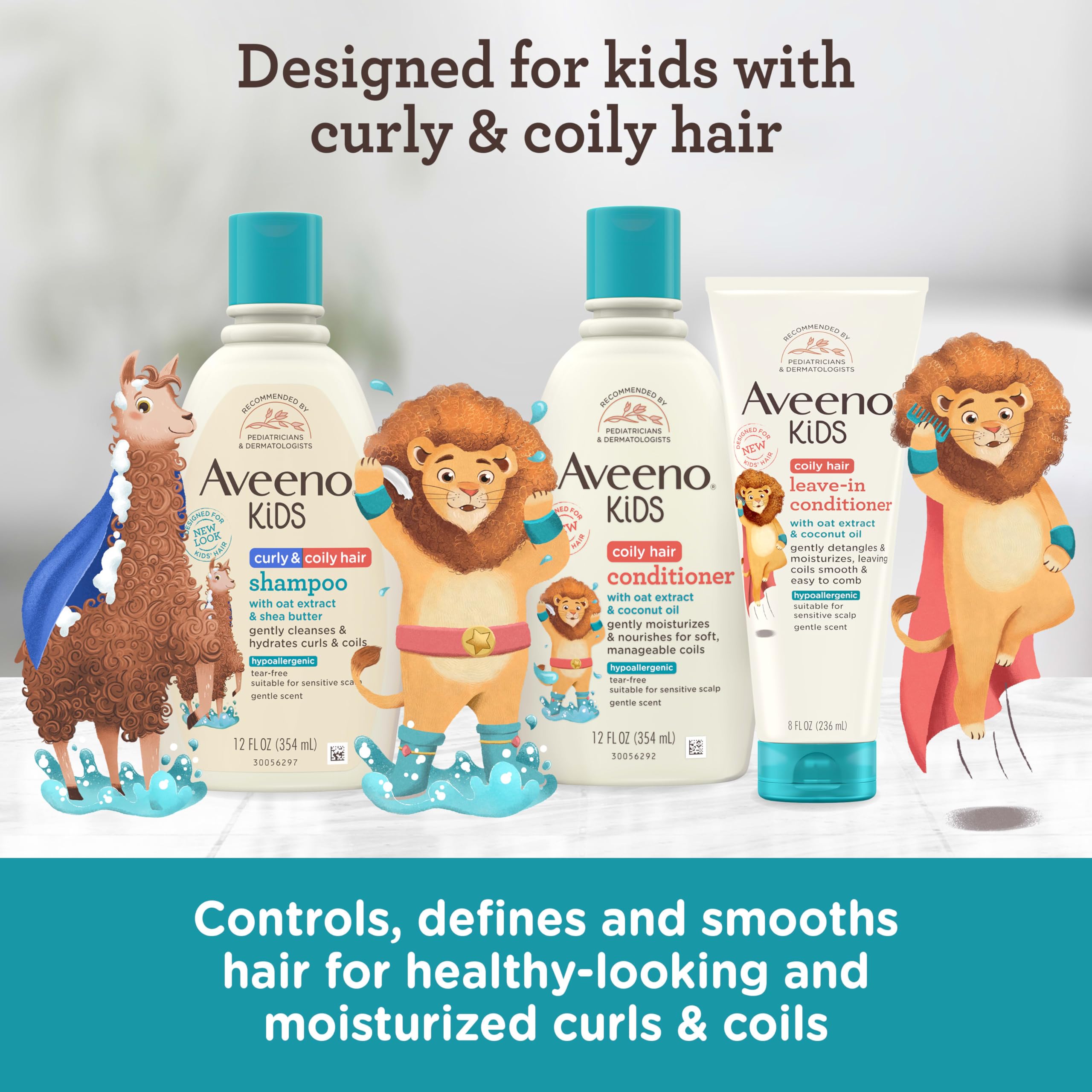 Hidratación profunda de rizos con Aveeno Kids.