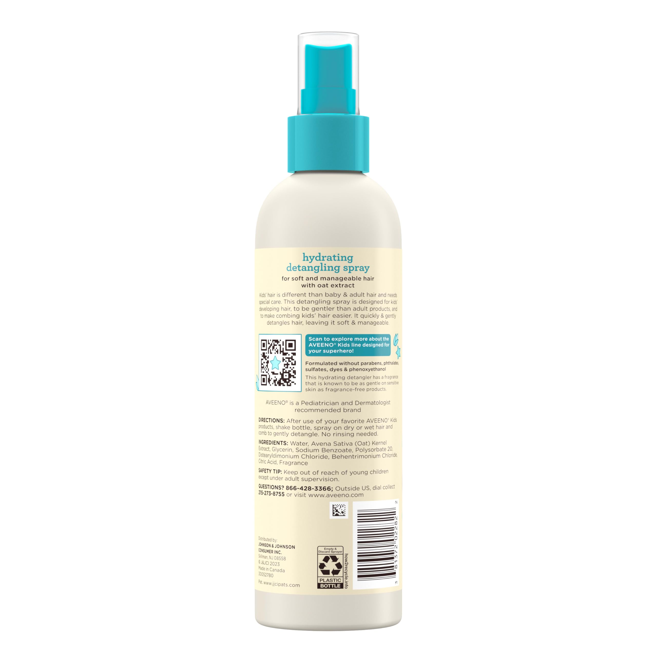 Etiqueta hipoalergénica de Aveeno Kids Desenredante Hidratante