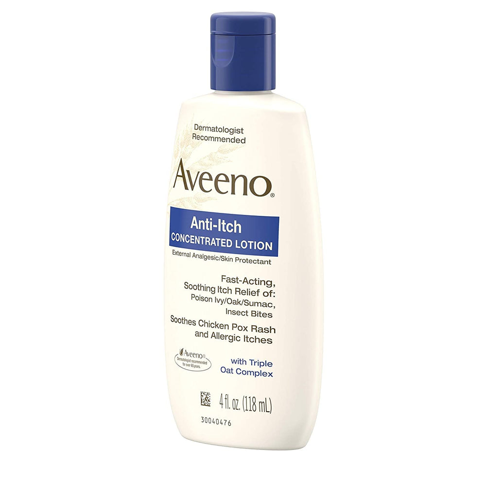 Aveeno loción anti-picor hidrata duradera para días activos.