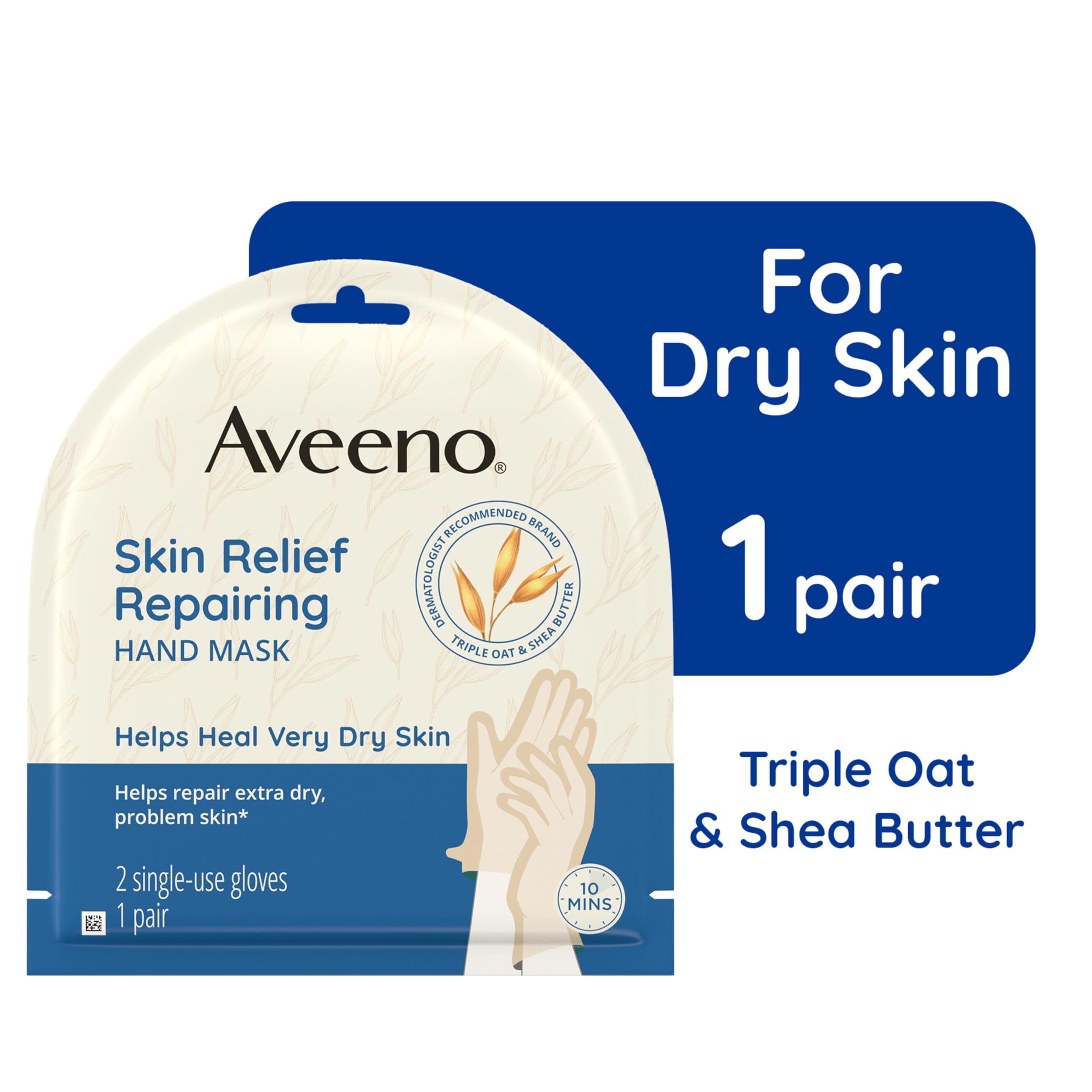Aveeno mascarilla reparadora de manos, guantes para hidratación profunda.