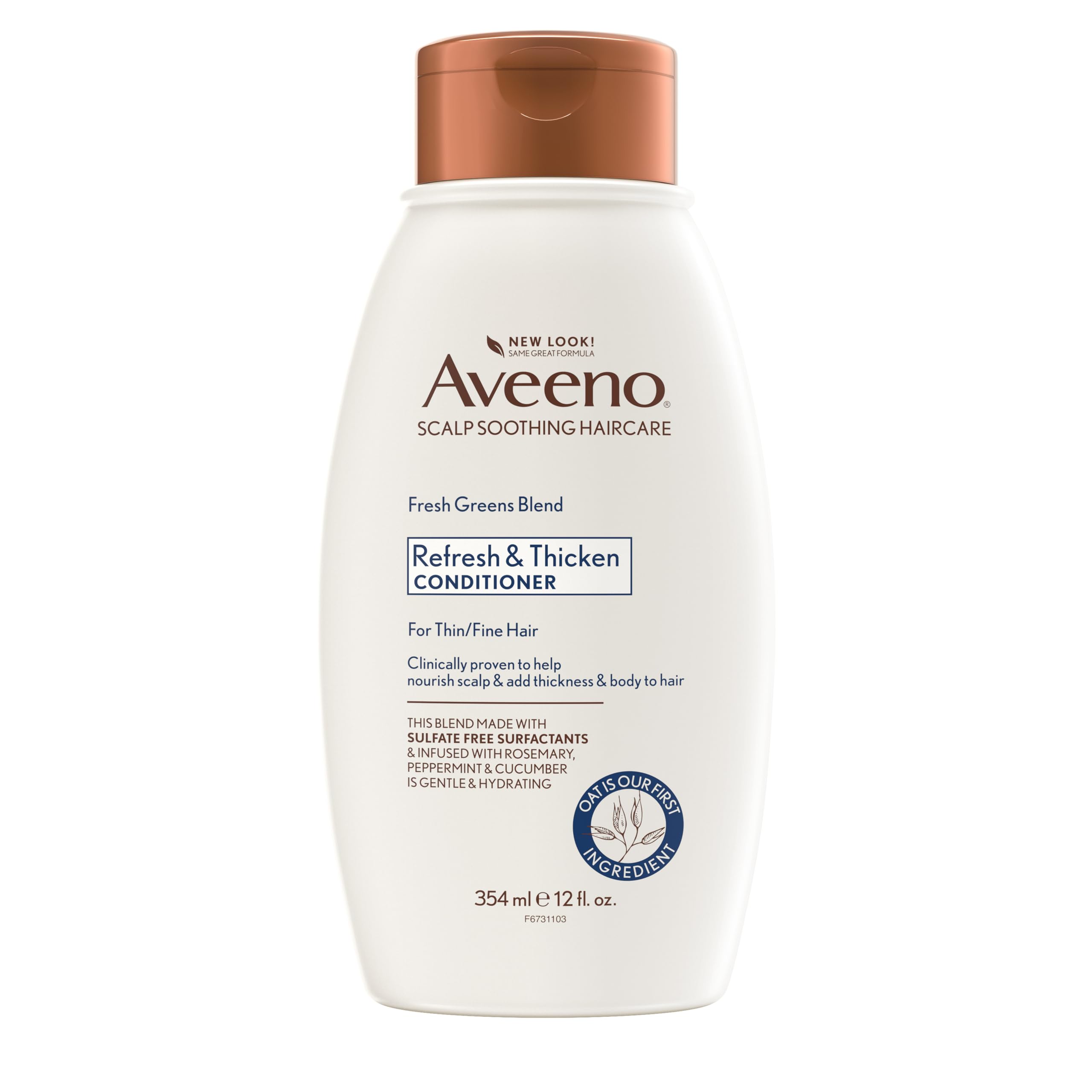 Aveeno Mezcla de Verdes Frescos botella, promueve volumen suave para cabello fino