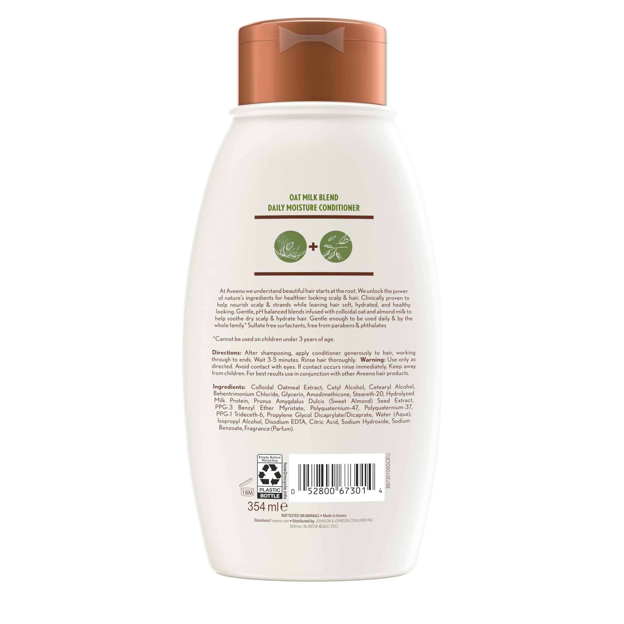 Aveeno Oat Milk Blend Conditioner packaging emphasizes simple, clean formula.