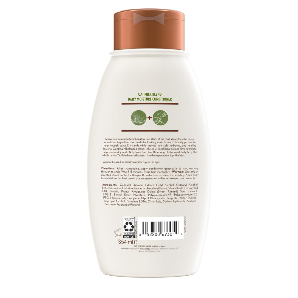 Aveeno Oat Milk Blend Conditioner packaging emphasizes simple, clean formula.