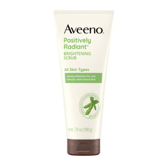 Aveeno Positively Radiant face scrub bottle demonstrating daily brightening potential
