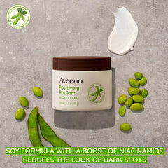 Aveeno night cream label closeup highlights gentle fragrance