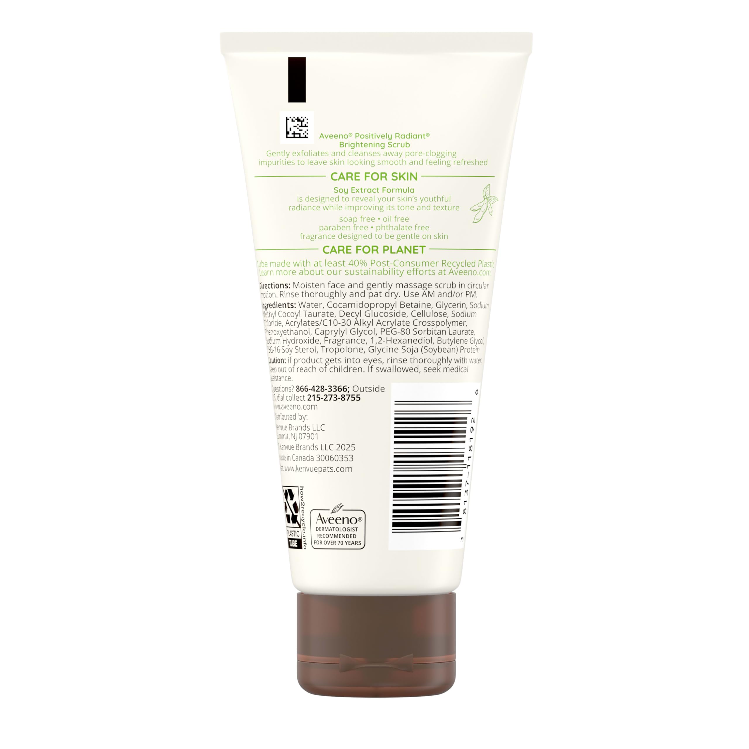 Travel-size Aveeno Positively Radiant 2 oz tube ready for on-the-go skincare routine.