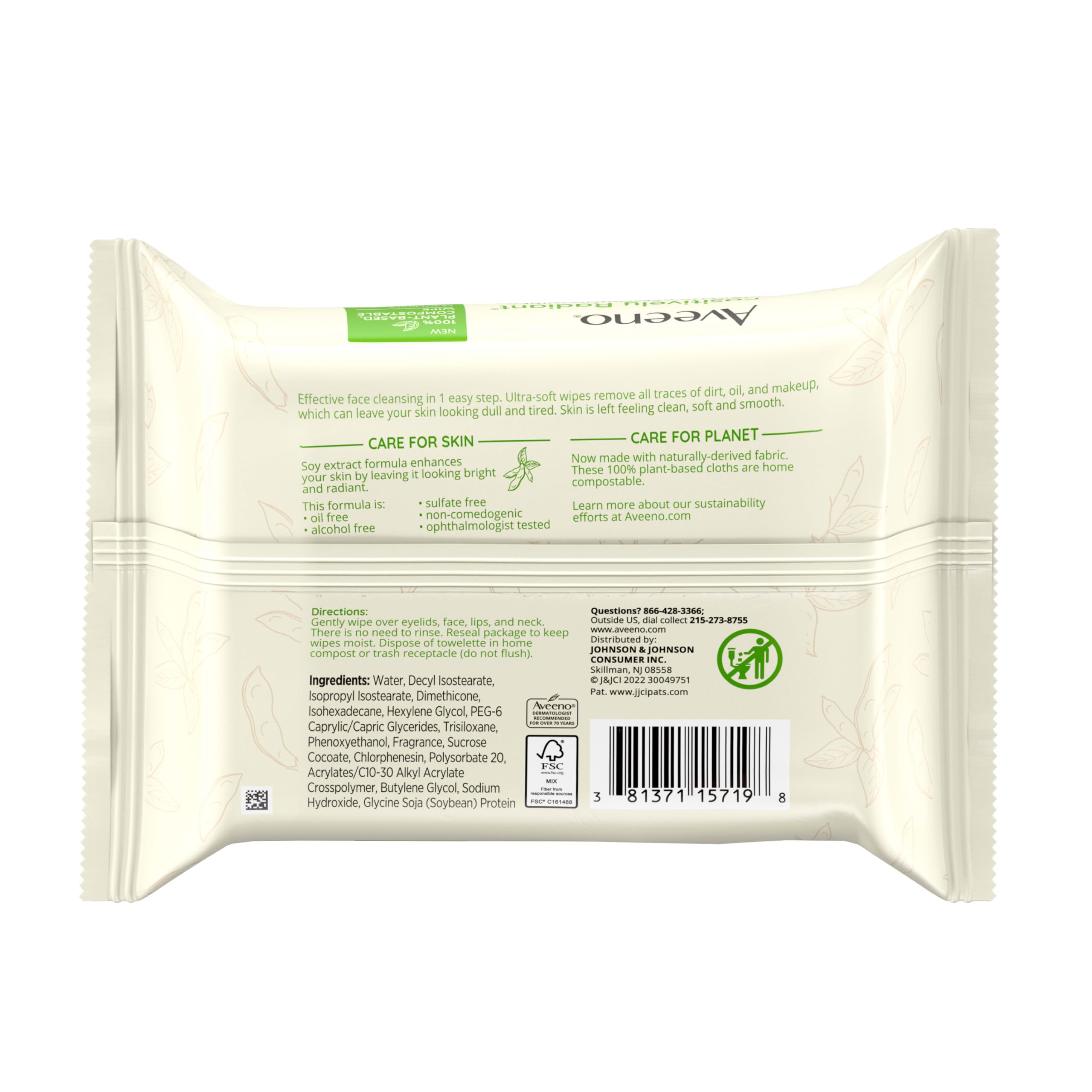 Aveeno wipes reseal in the package for on-the-go cleansing.