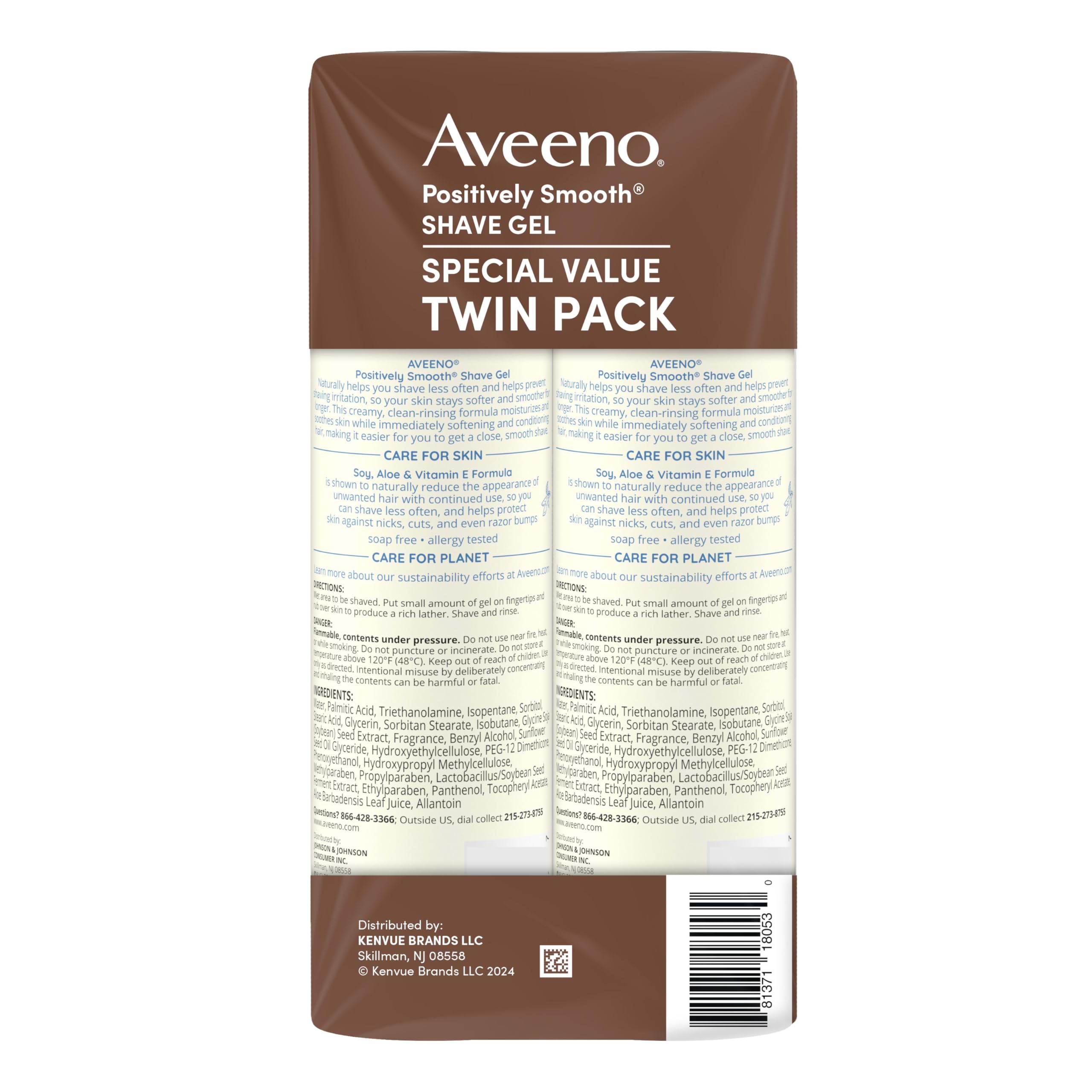 Two-canister Aveeno packaging highlighting value of the twin pack
