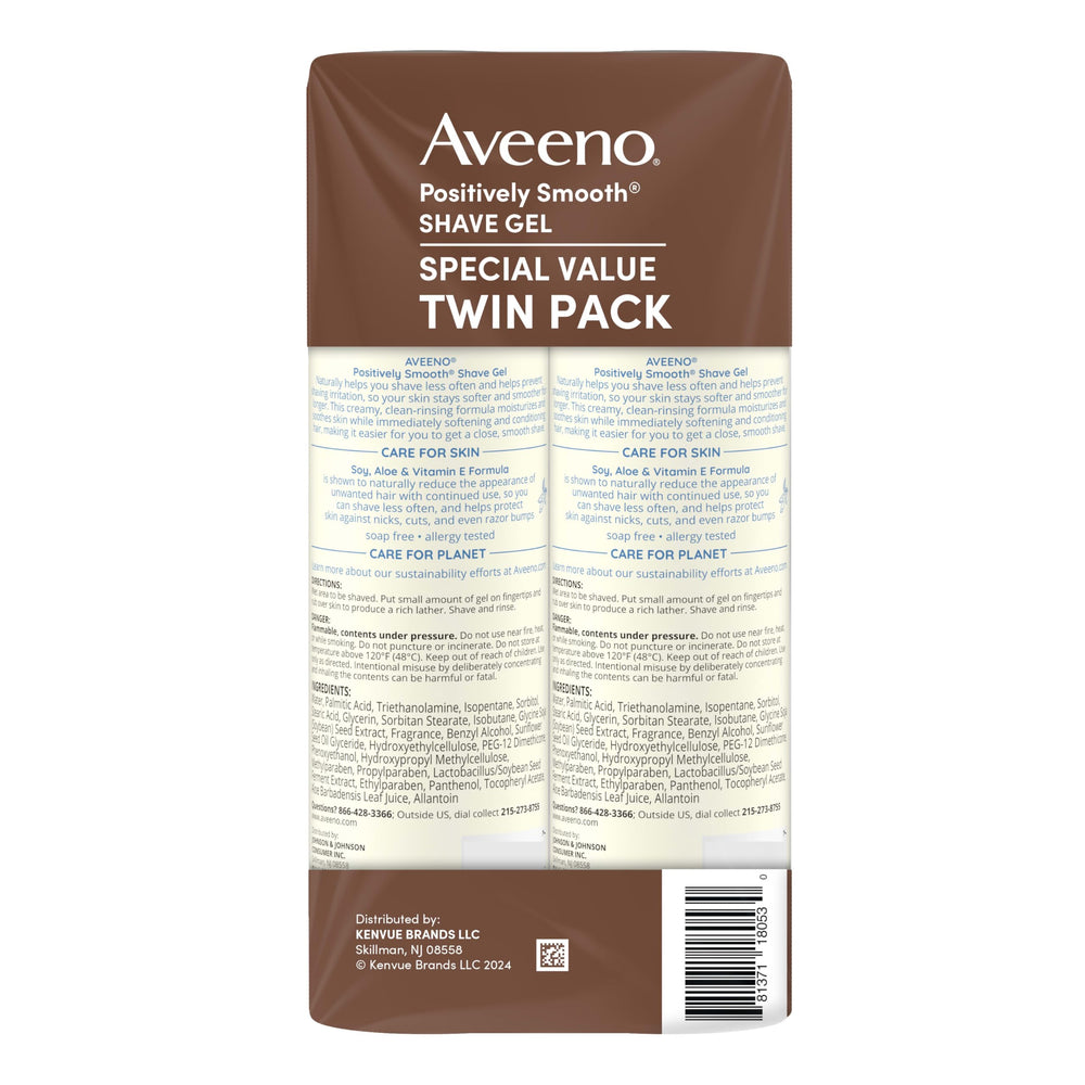 Two-canister Aveeno packaging highlighting value of the twin pack