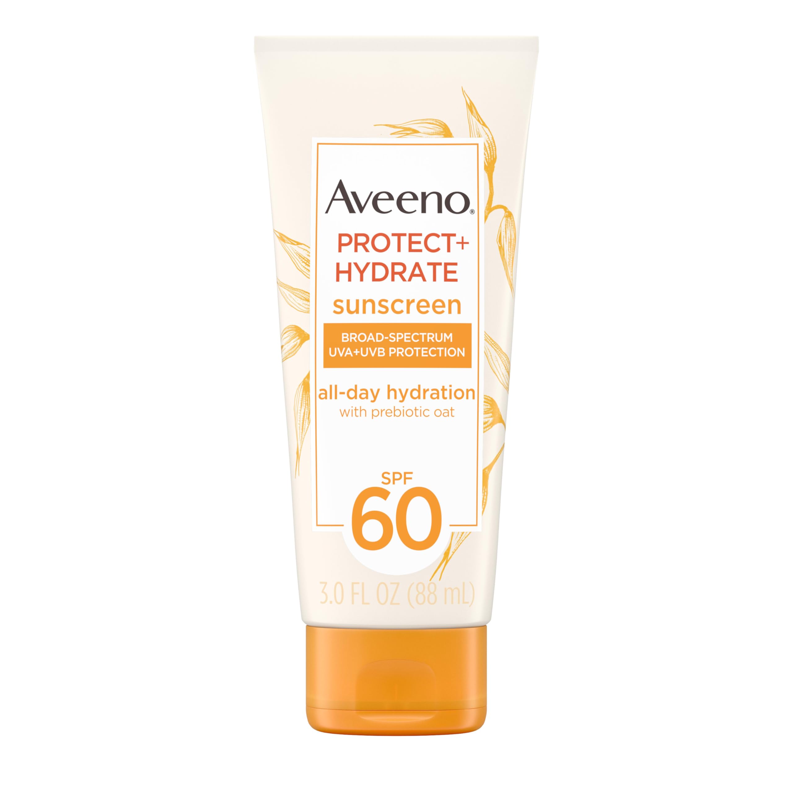 Aveeno Protect + Hydrate, tubo de 3 oz, protección SPF 60 e hidratación.