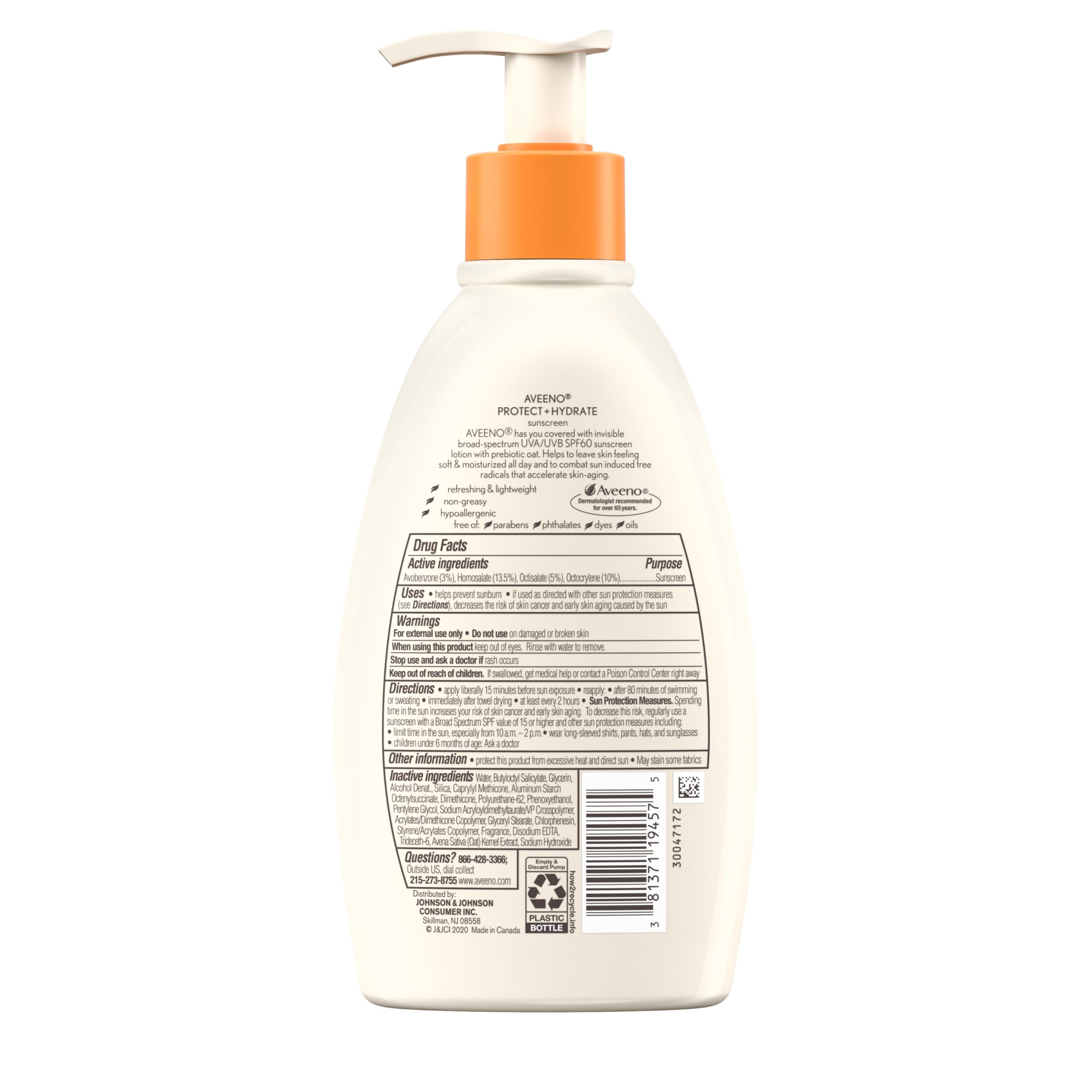 Aveeno Protect + Hydrate SPF60 suitable for face and arms outdoors.