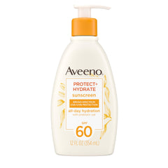 Aveeno Protect + Hydrate SPF60 pump-bottle for weightless hydration.
