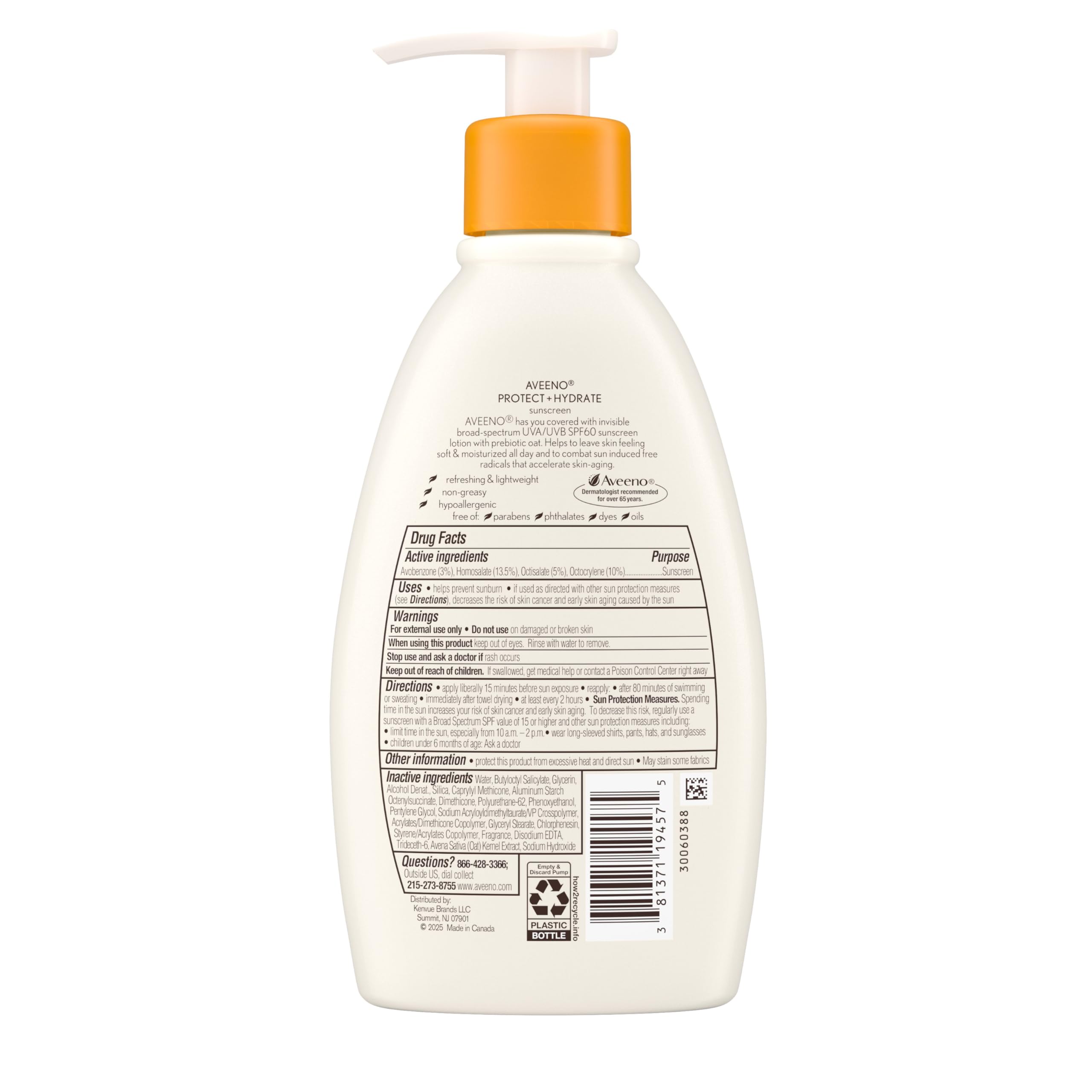 Aveeno Protect + Hydrate unscented sunscreen for daily body use.