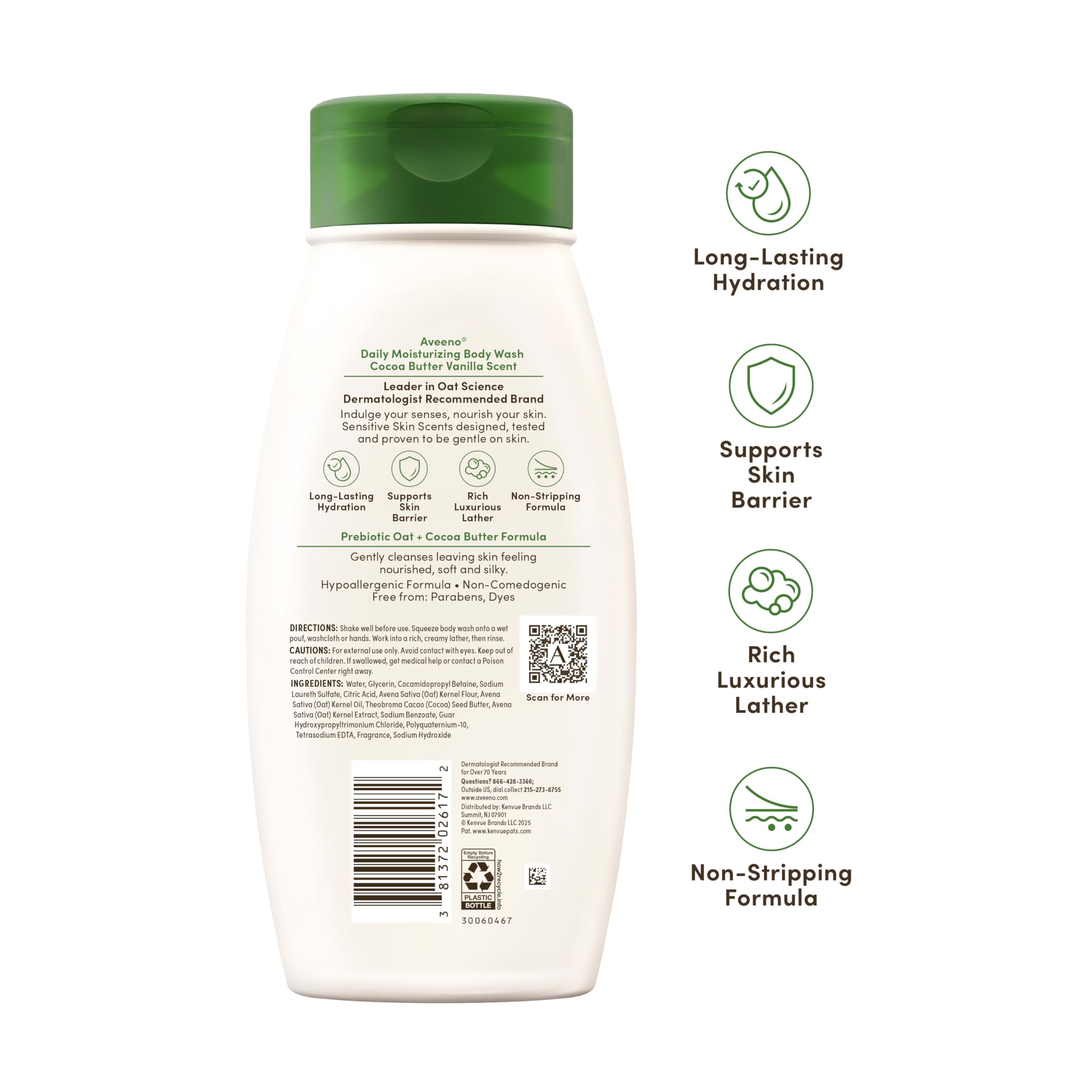 Aveeno, reconocido por dermatólogos durante años para cuidado suave de piel sensible.