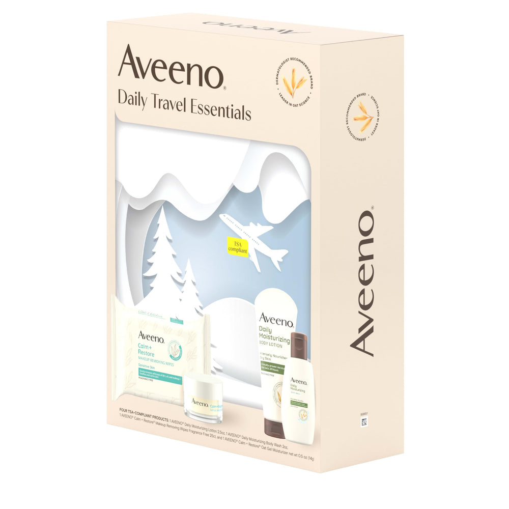 Aveeno Sensitive-skin routine on the go providing calming hydration