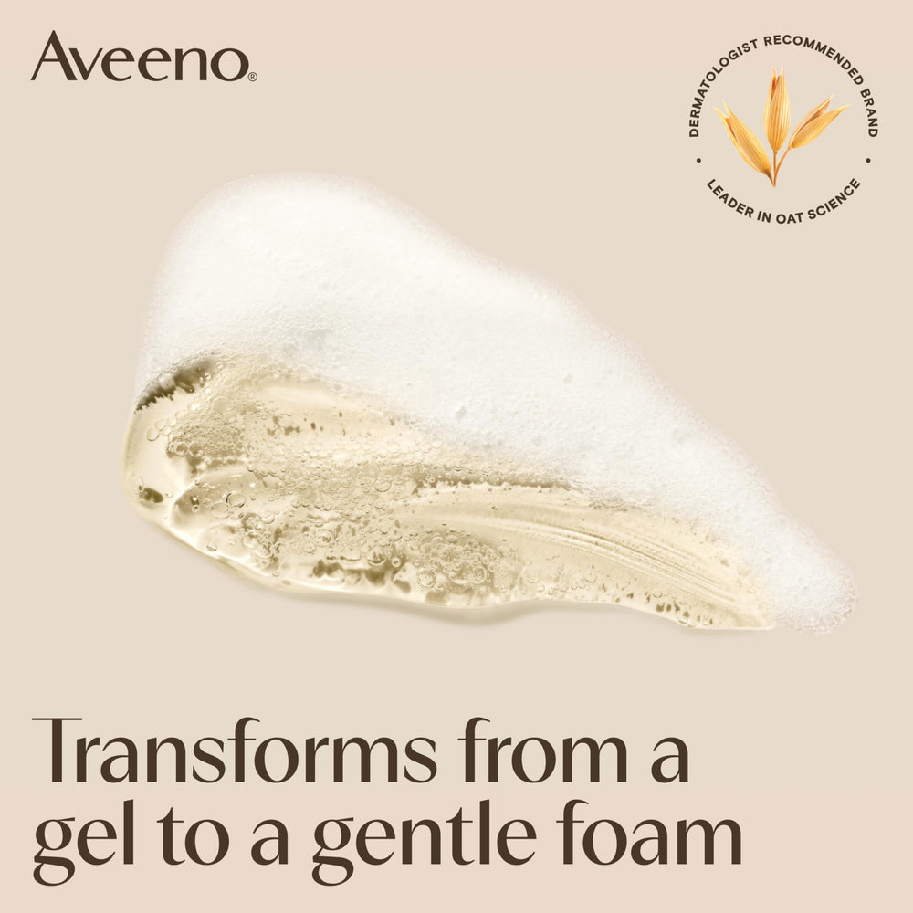 Envase de Aveeno con plástico reciclado para uso sostenible.