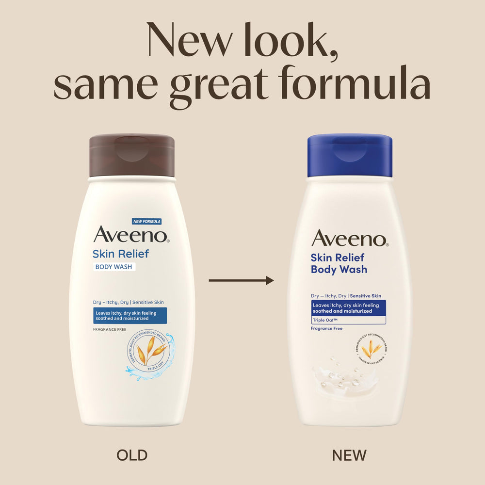 Aveeno Skin Relief Body Wash rich lather demonstrating soothing cleansing for itchy, dry skin.