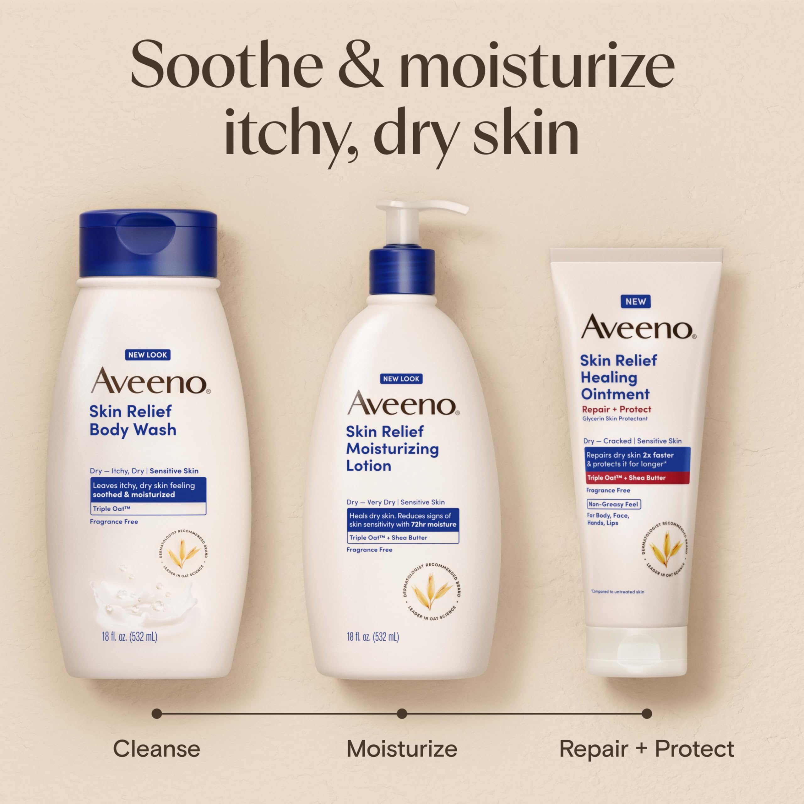 Aveeno Skin Relief, ideal para piel sensible y uso diario.