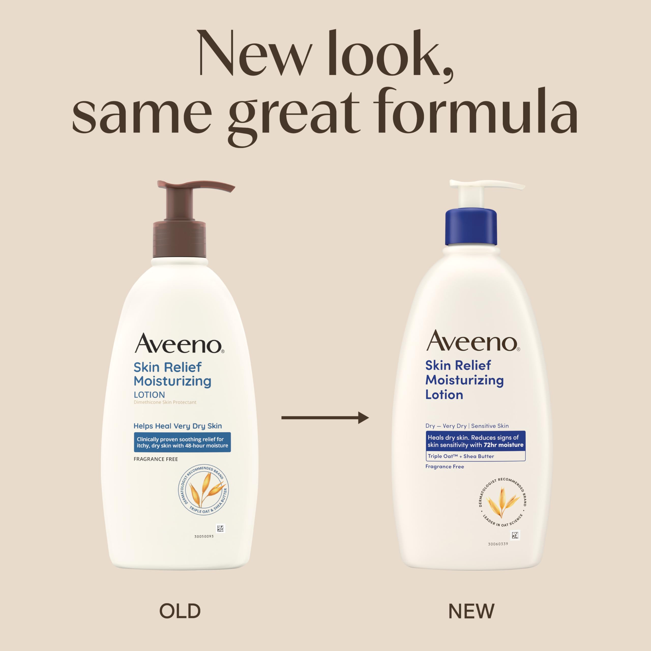 Aveeno Skin Relief, textura ligera sin grasa para uso diario.