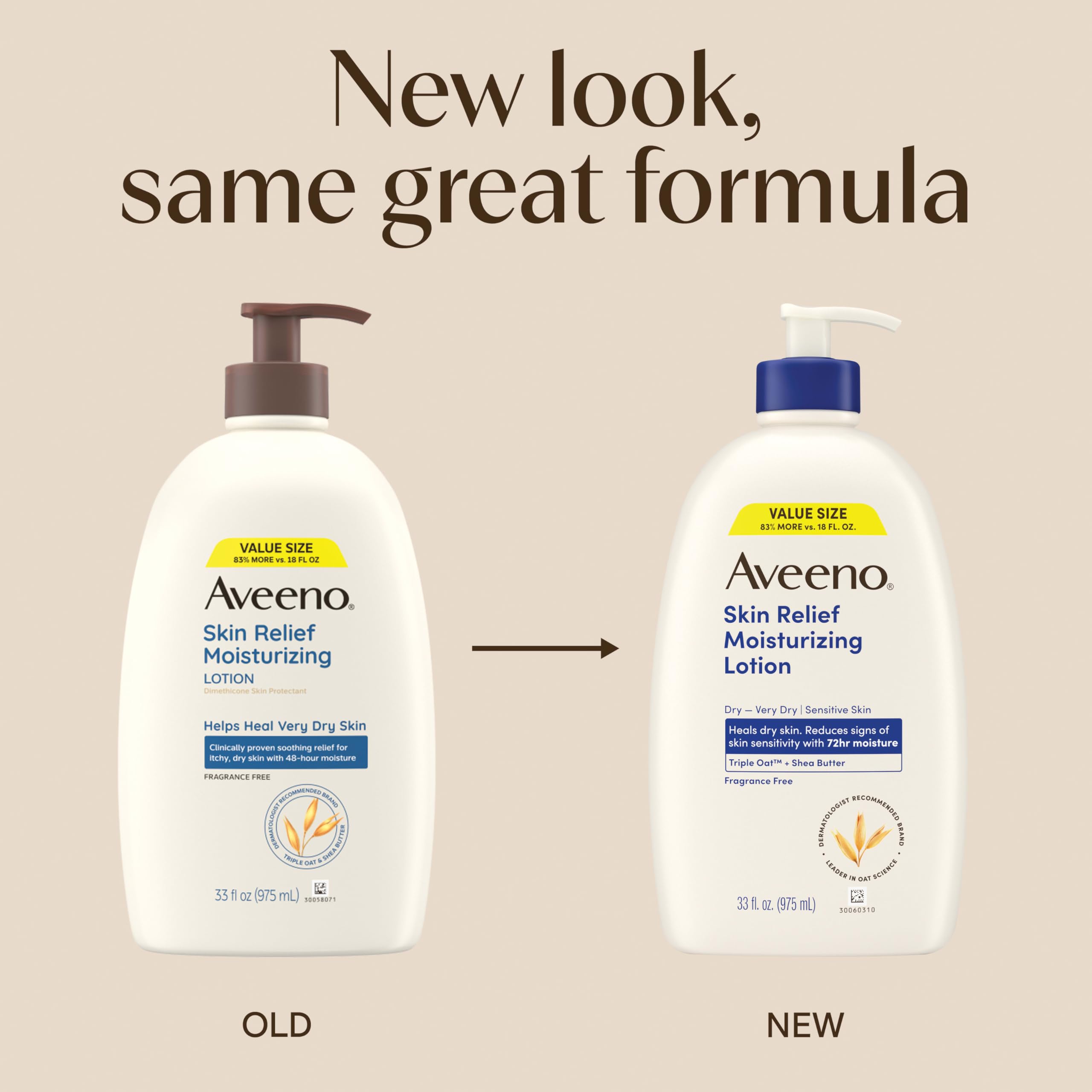 Aveeno loción, textura suave y absorción rápida para uso diario.