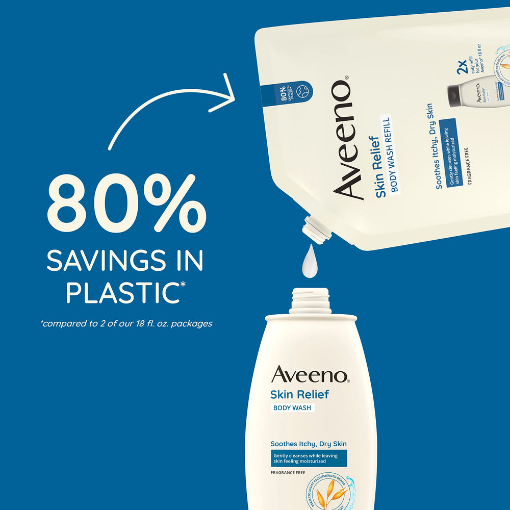 Aveeno Skin Relief: piel sensible recibiendo cuidado suave diario.