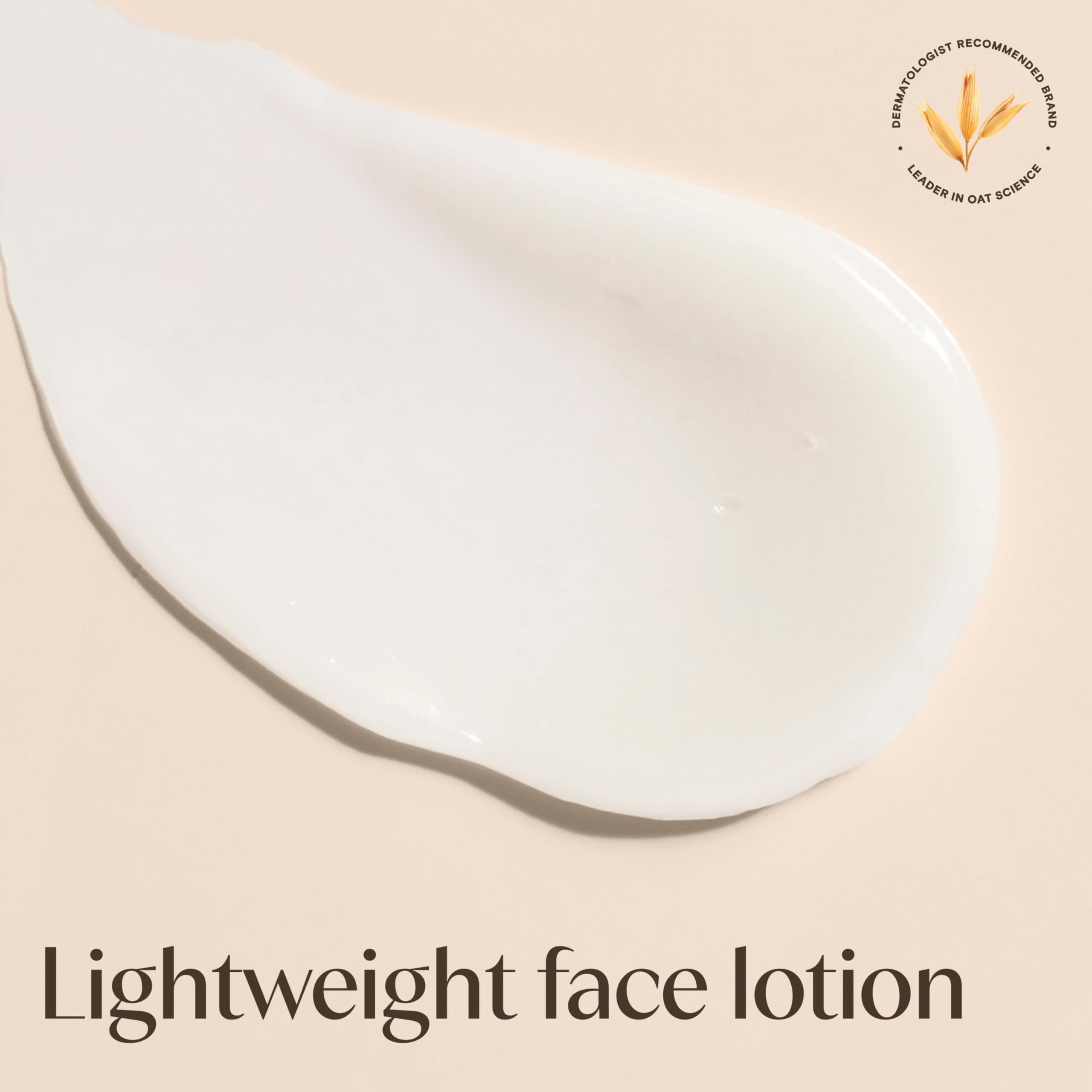 Aplicación de textura ligera de Aveeno en el rostro para hidratación rápida.