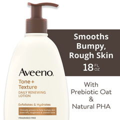 Aveeno Tono y Texture aplicación de crema corporal para uso diario.
