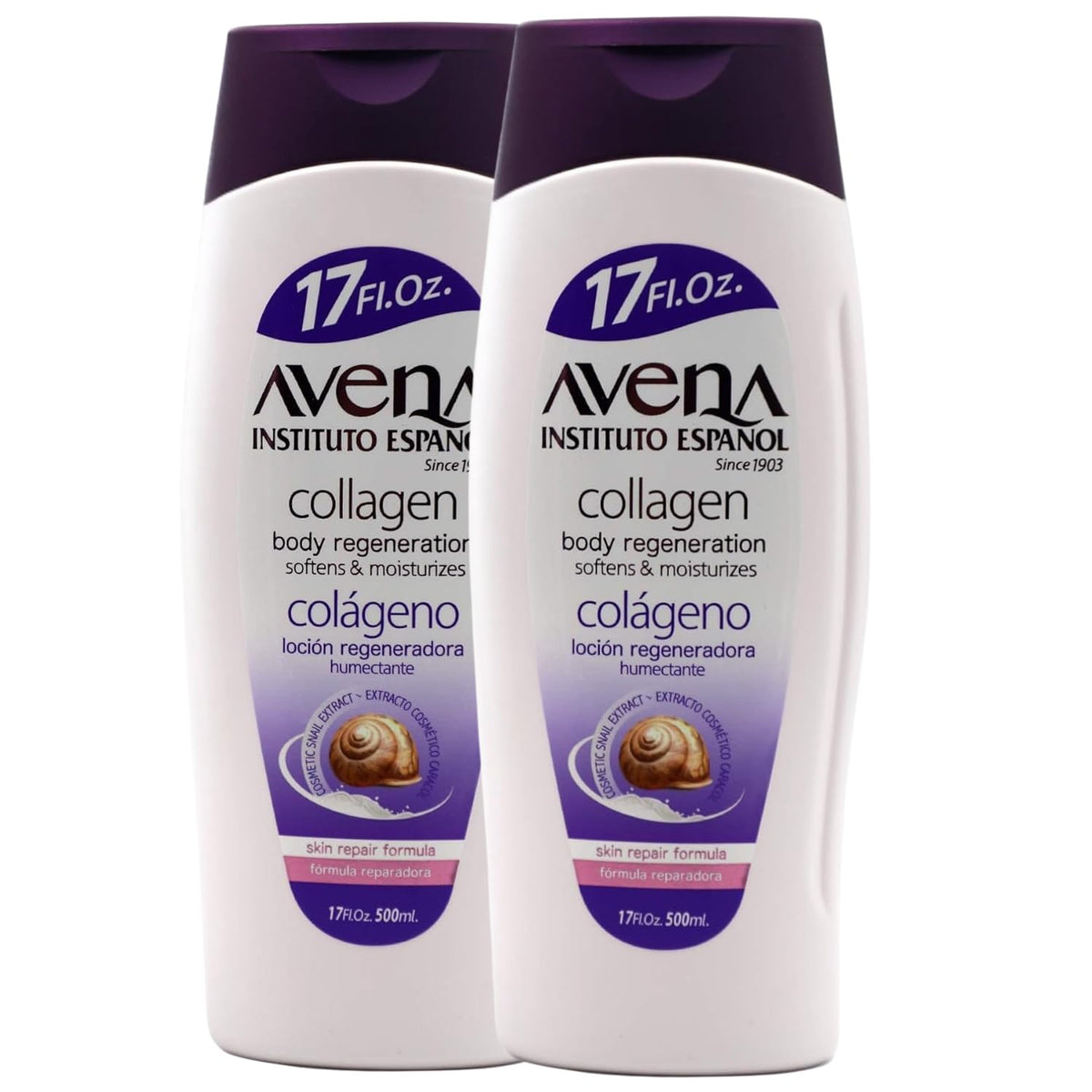 Avena Instituto Espanol muestra el empaque con dos botellas para uso diario.