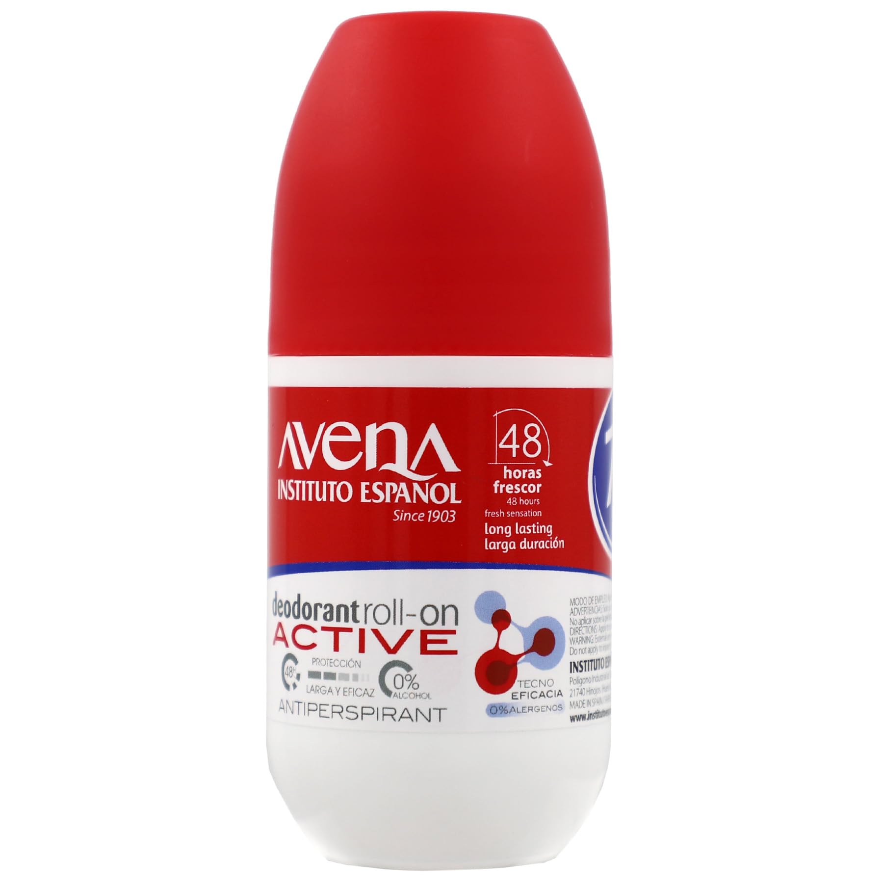 Alcohol-free formula of Avena Instituto Espanol deodorant for gentle comfort